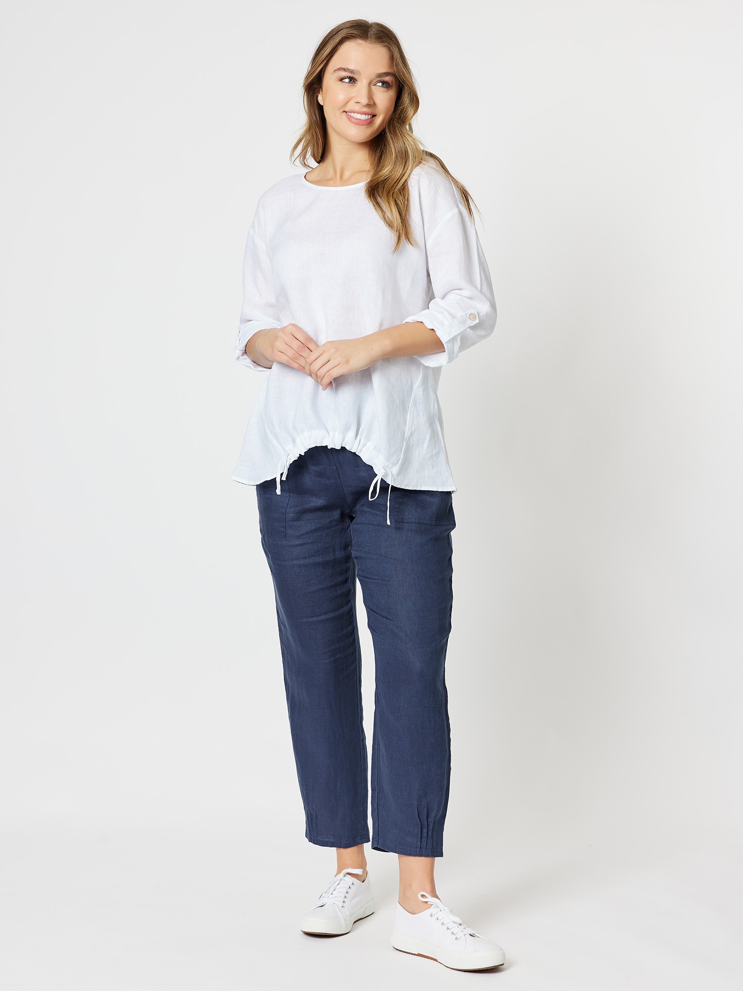 Jersey Waist Linen Pant