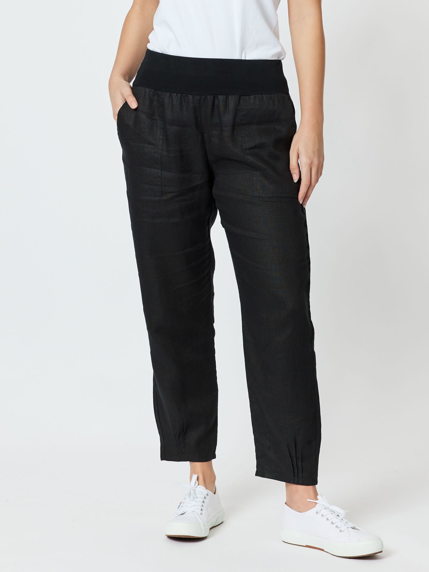 Jersey Waist Linen Pant