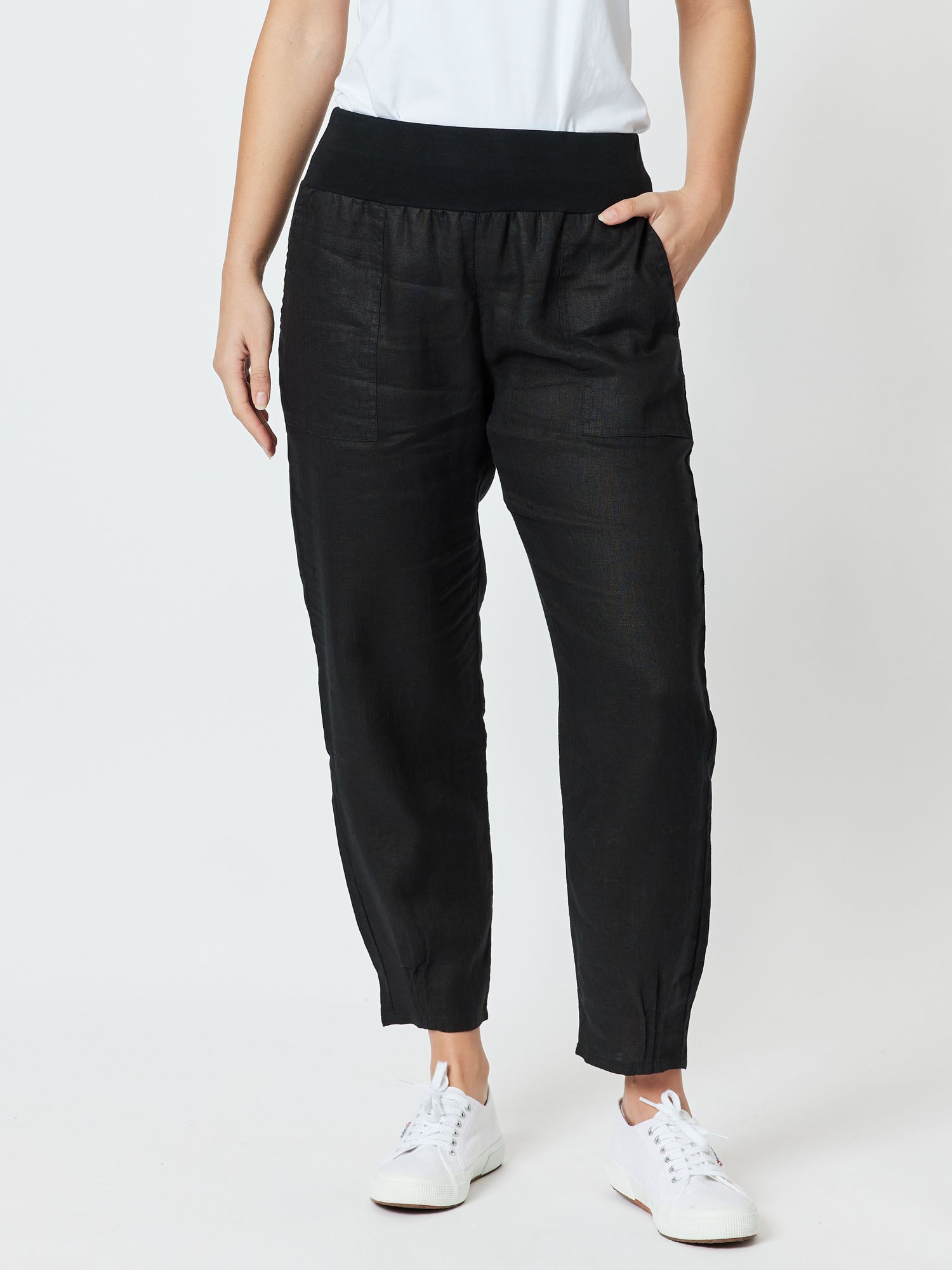 Jersey Waist Linen Pant