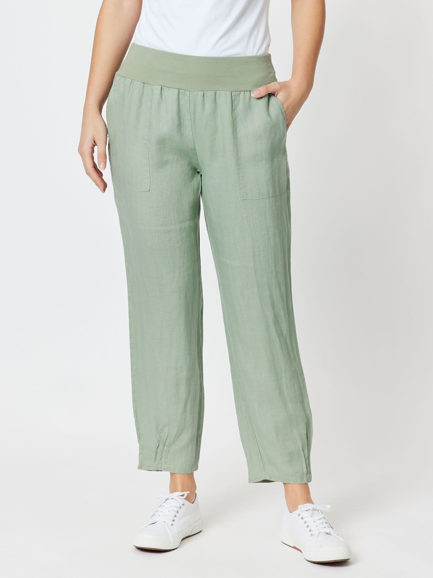 Jersey Waist Linen Pant