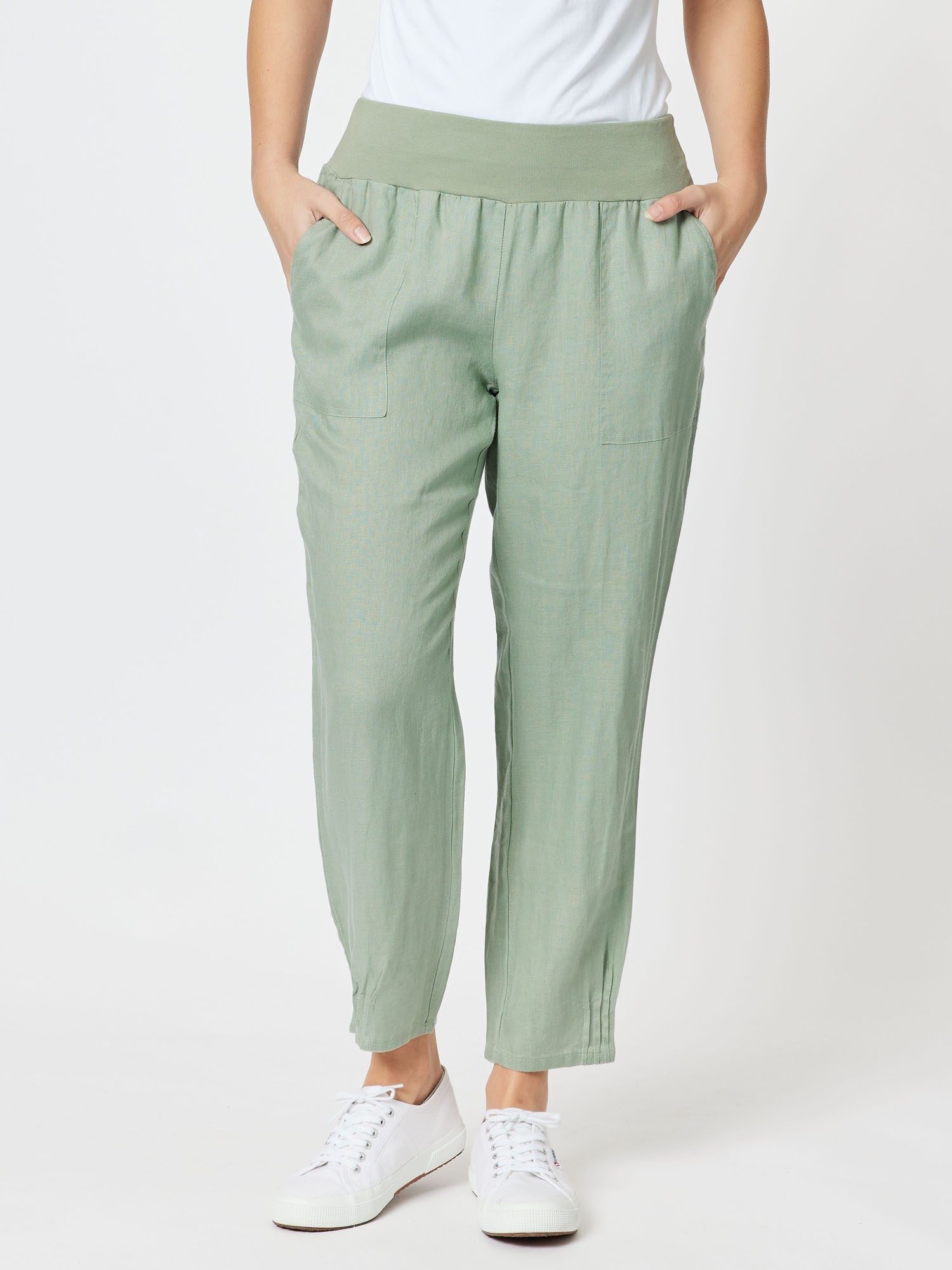 Jersey Waist Linen Pant