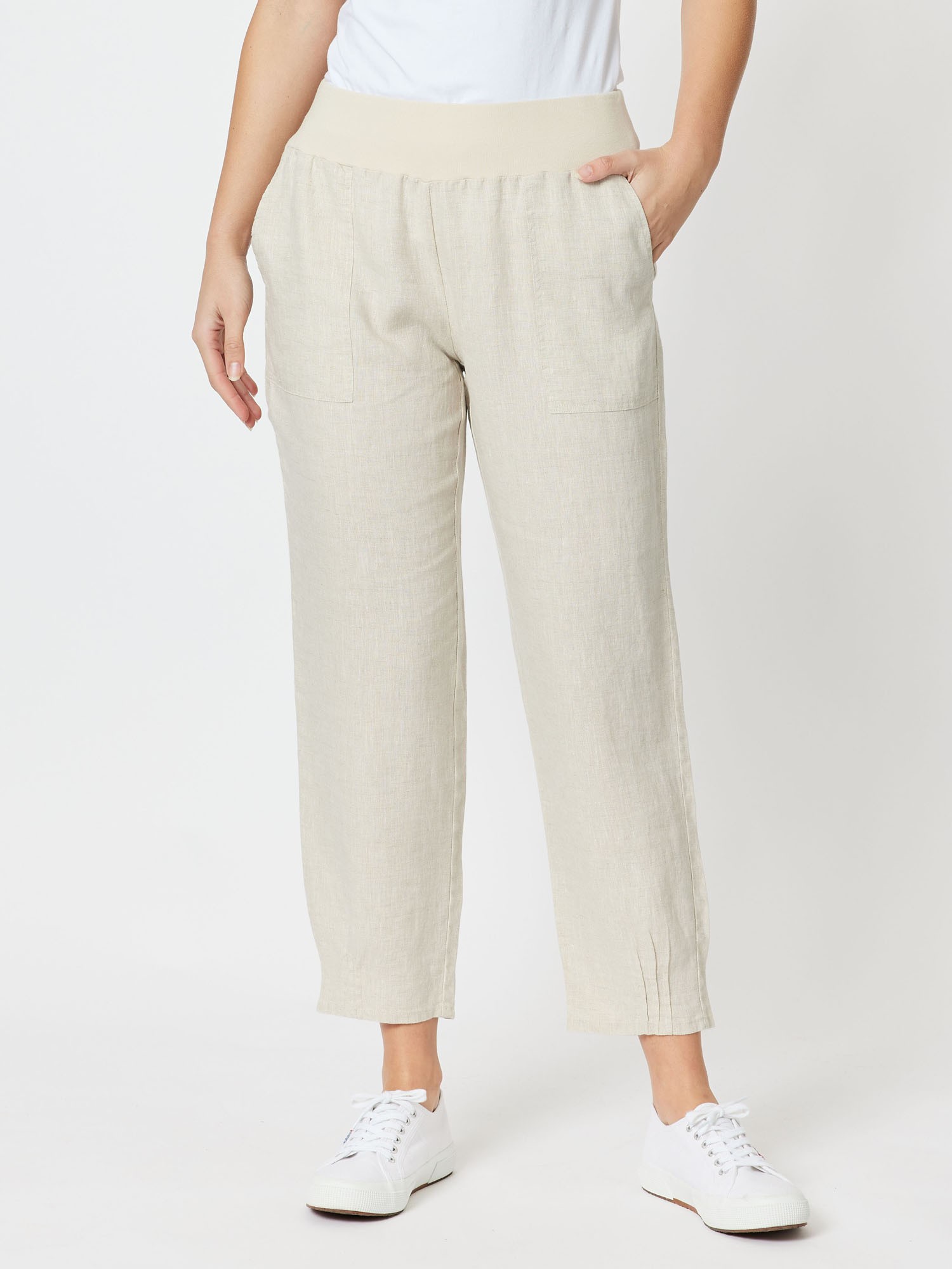 Jersey Waist Linen Pant