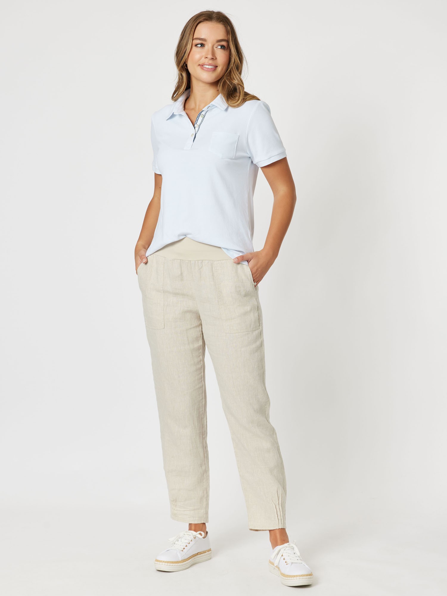 Jersey Waist Linen Pant