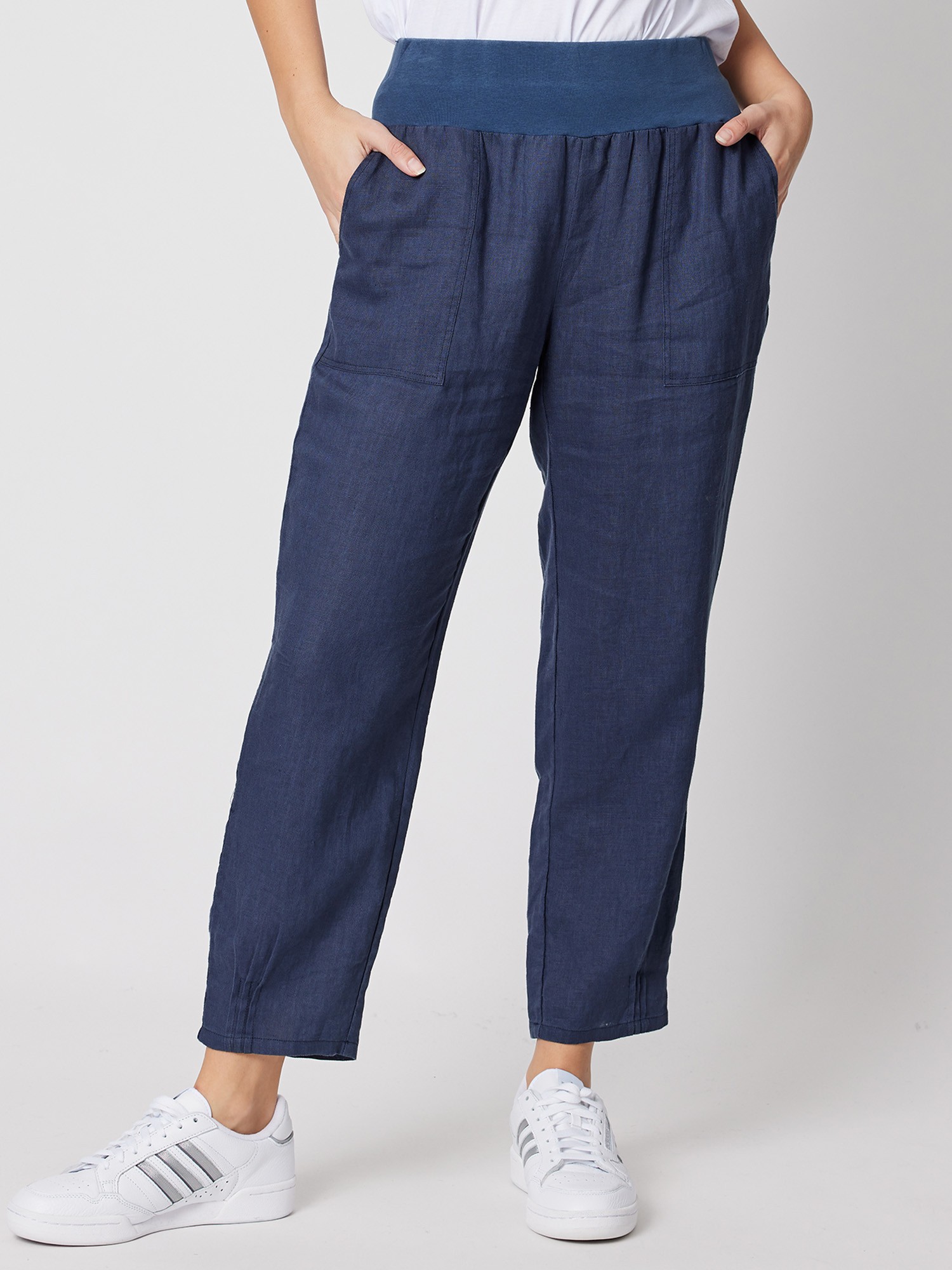 Jersey Waist Linen Pant