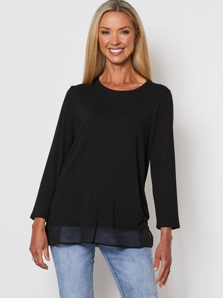 Long Sleeve Georgette Hem Top