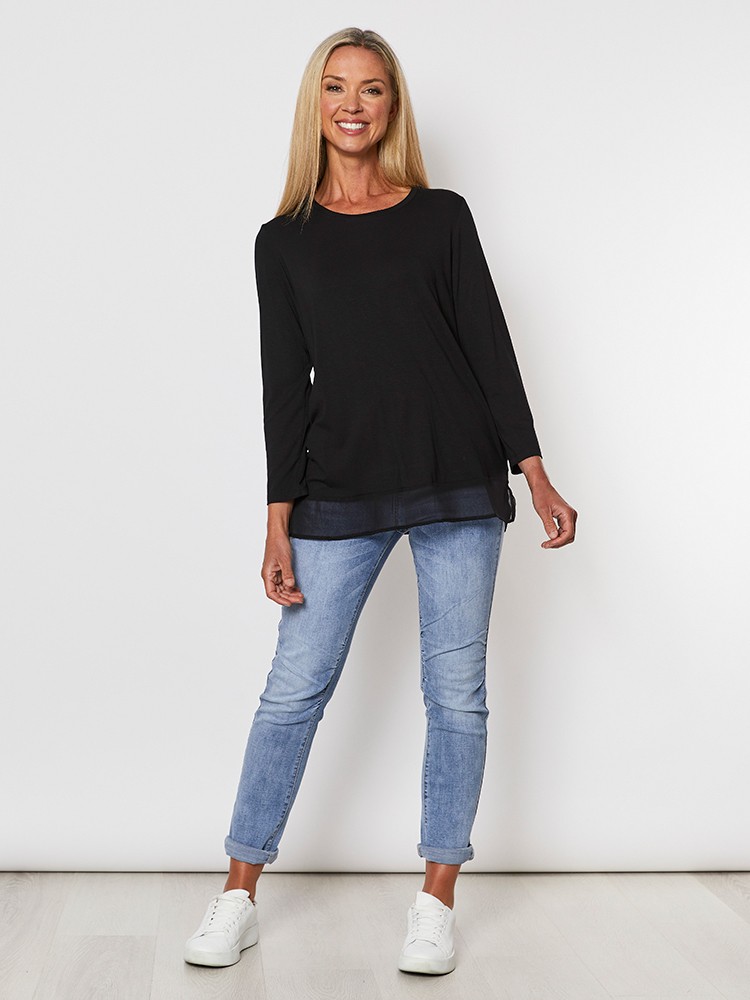 Long Sleeve Georgette Hem Top