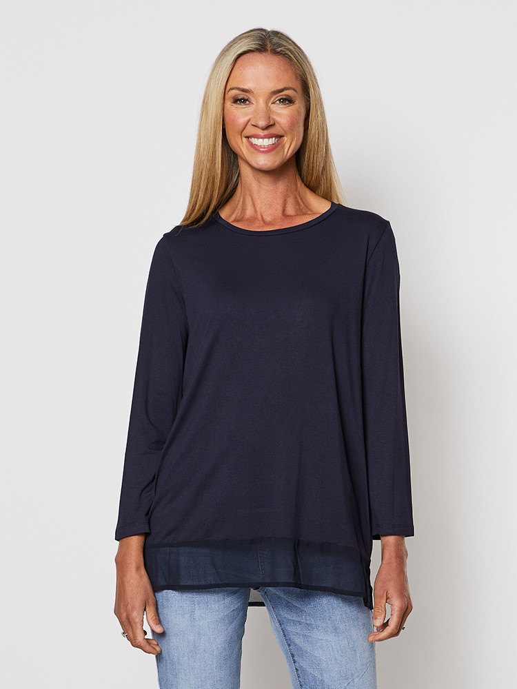 Long Sleeve Georgette Hem Top