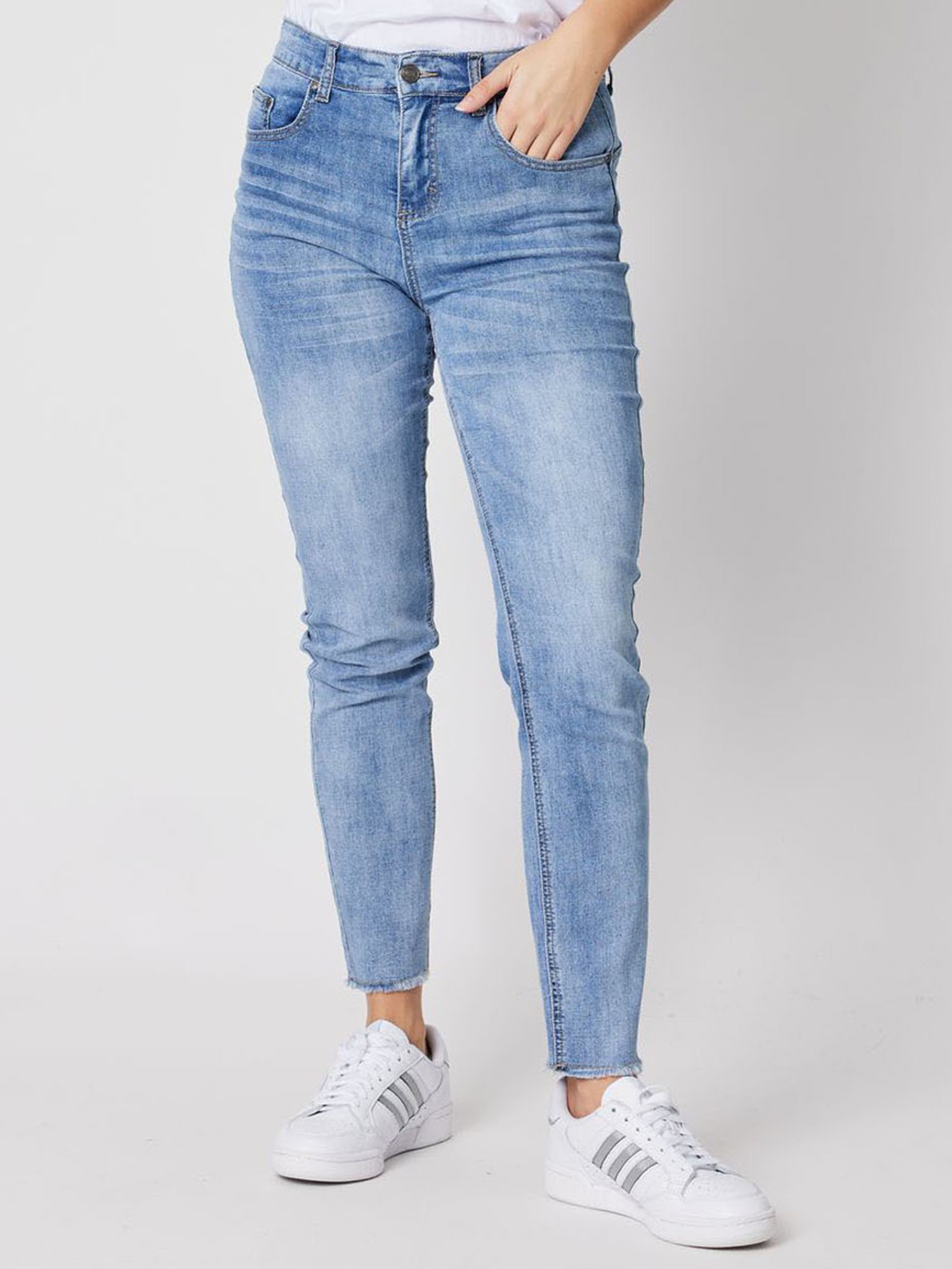 Fringed Slim Leg Jean