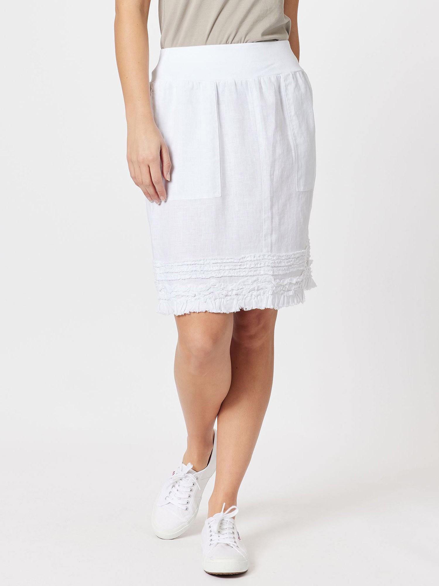 Ruffle Hem Linen Skirt