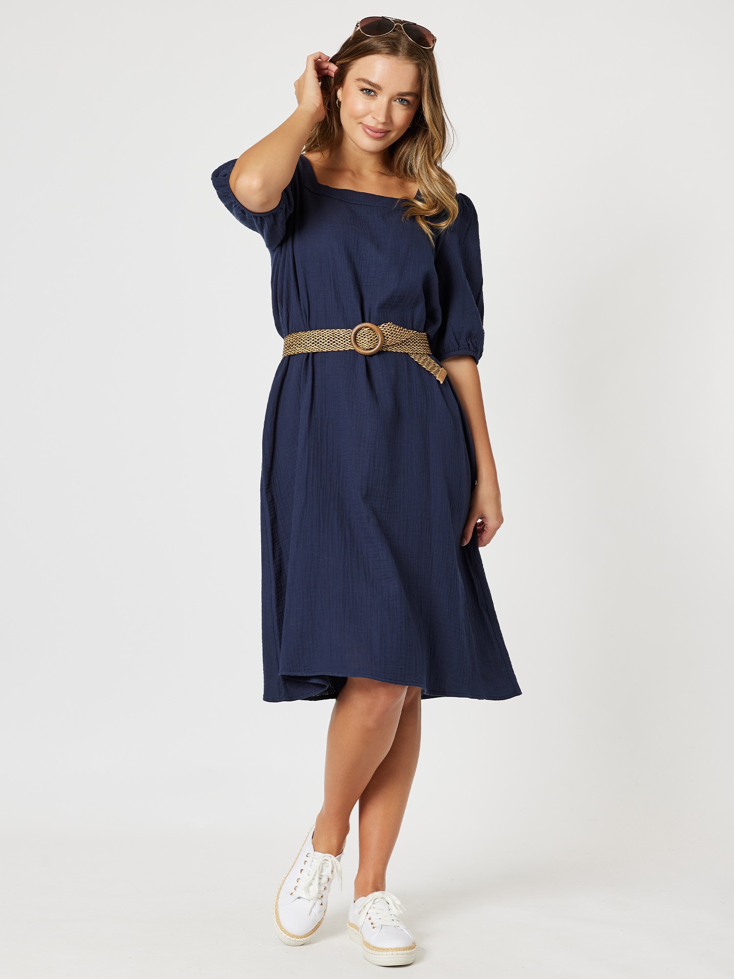 Square Neck Cotton Dress