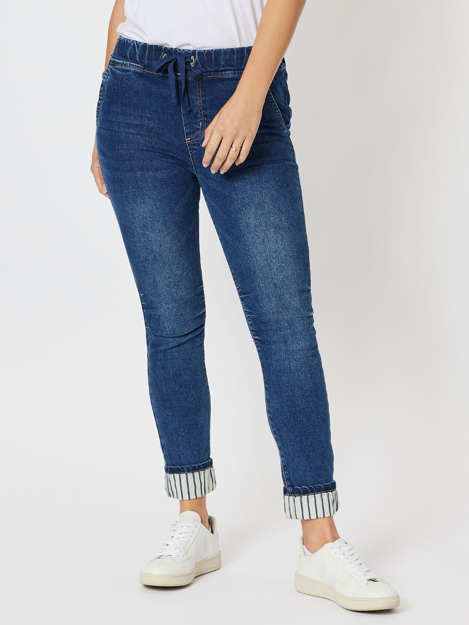 Stripe Cuff Denim Jean