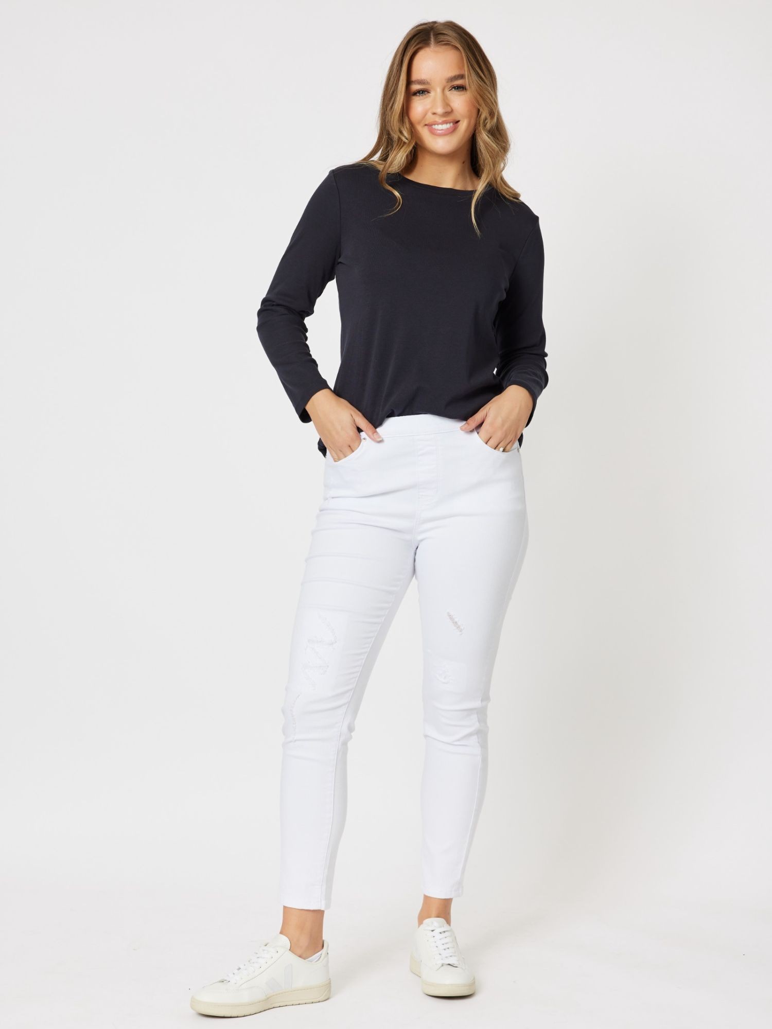 Long Sleeve Crew Neck Cotton Rib Tee