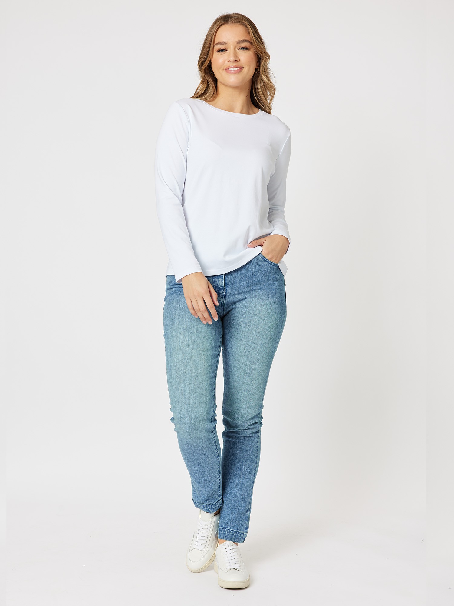 Long Sleeve Crew Neck Cotton Rib Tee