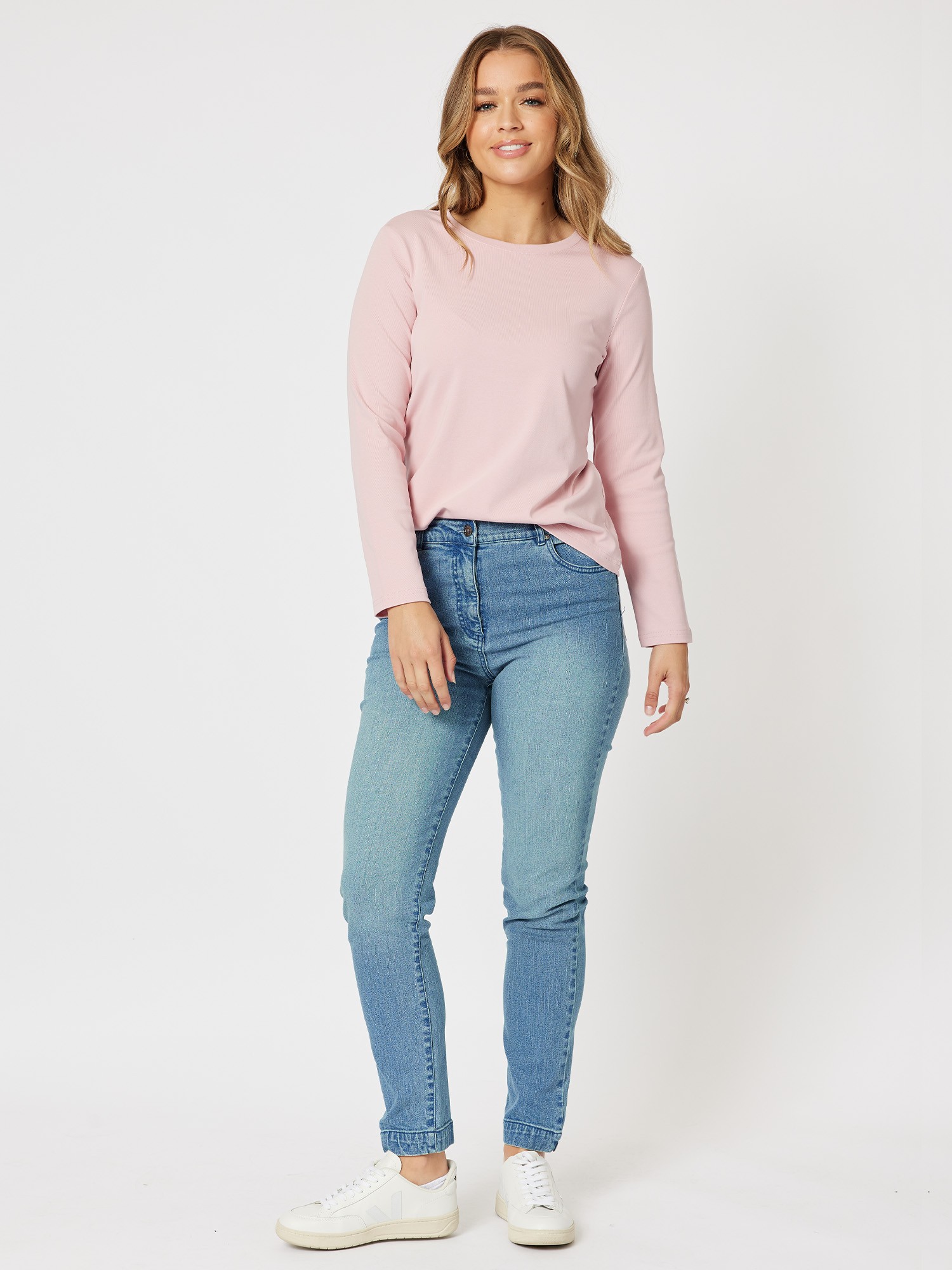 Long Sleeve Crew Neck Cotton Rib Tee