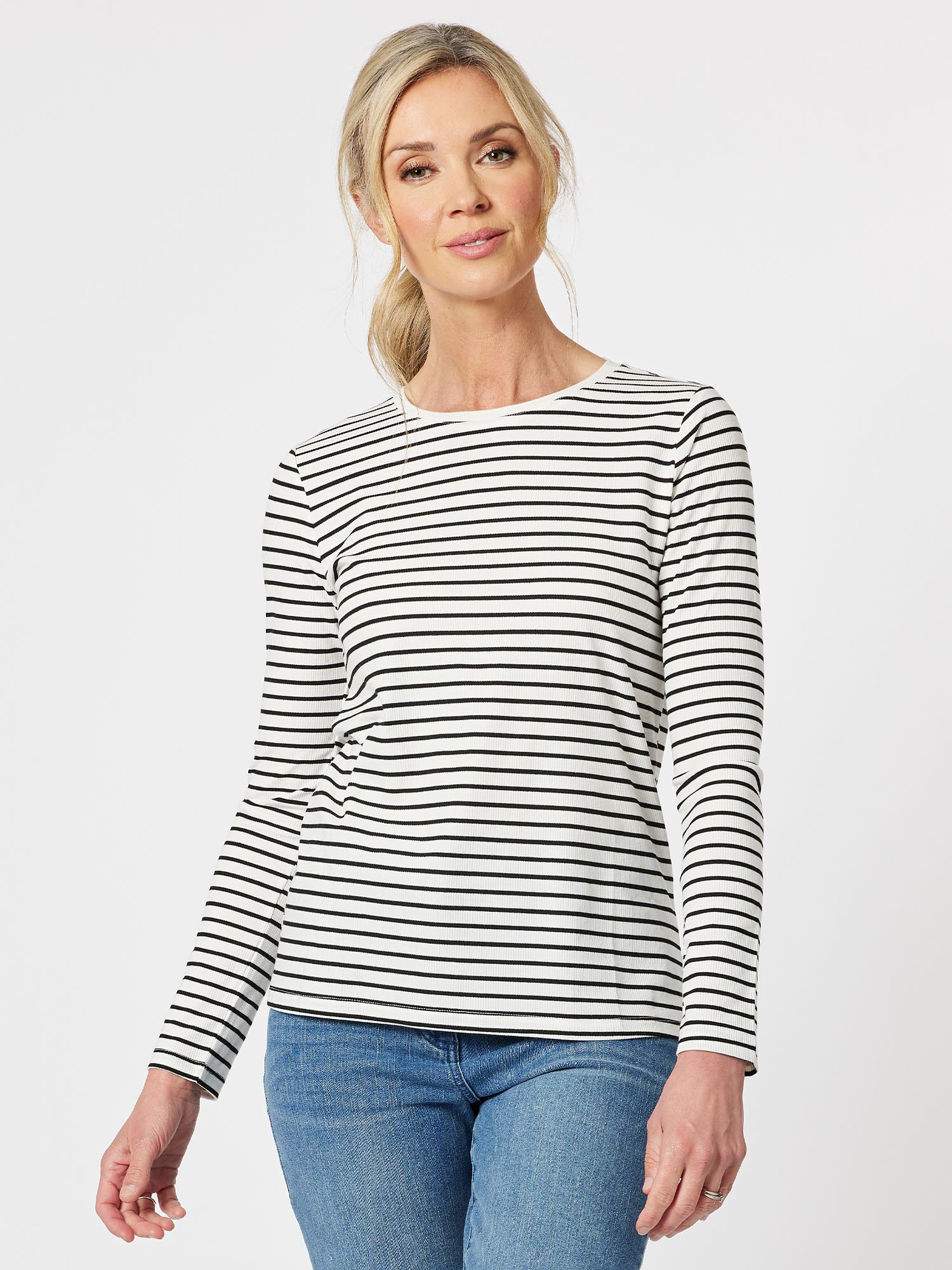 Long Sleeve Rib Stripe Top