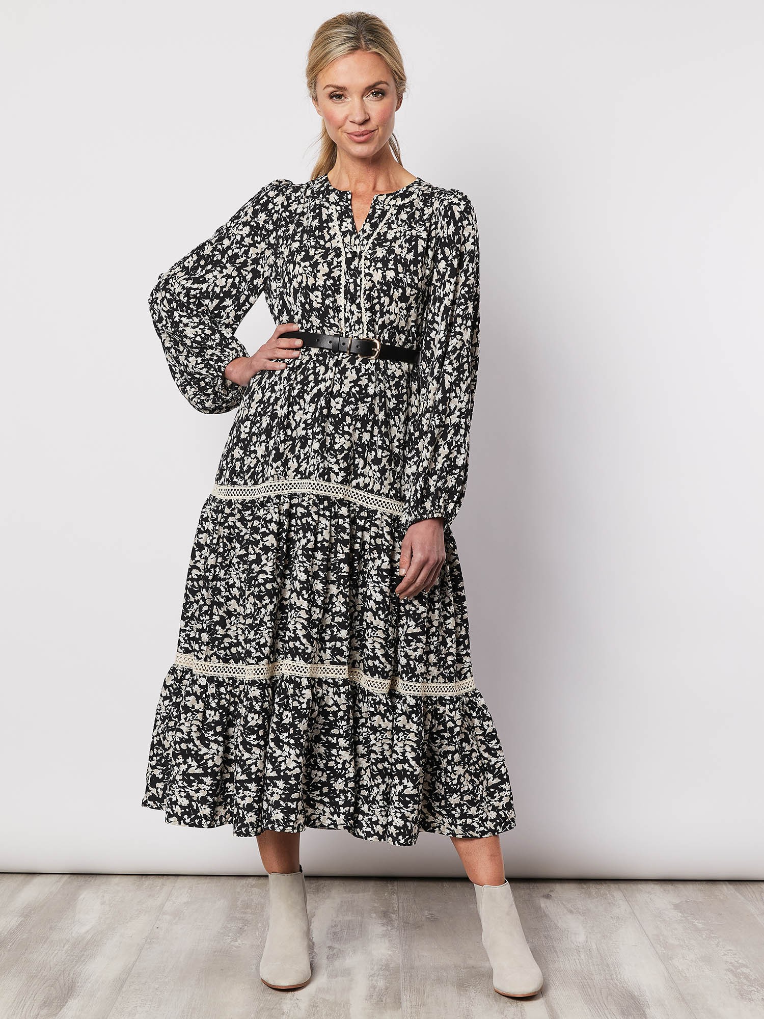 Peasant Print Dress