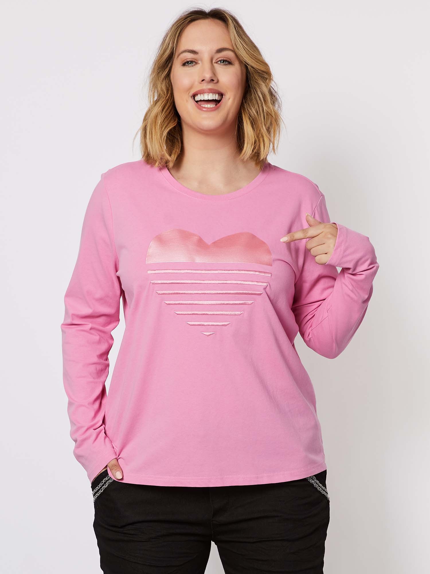 Heart Print Cotton Long Sleeve Top