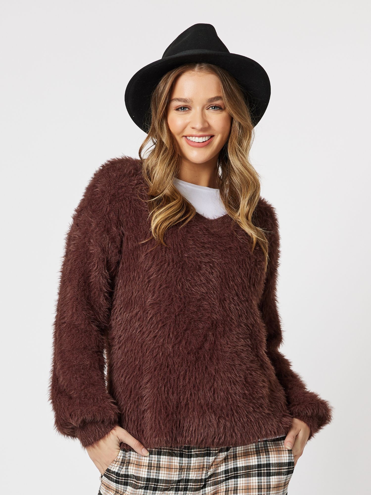 Fluffy V Neck Knit