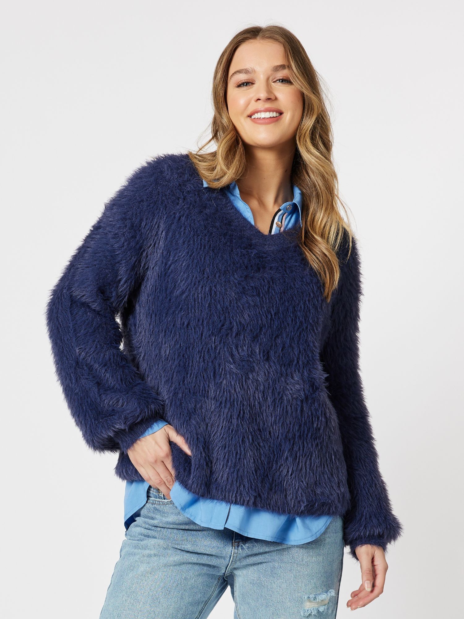 Fluffy V Neck Knit