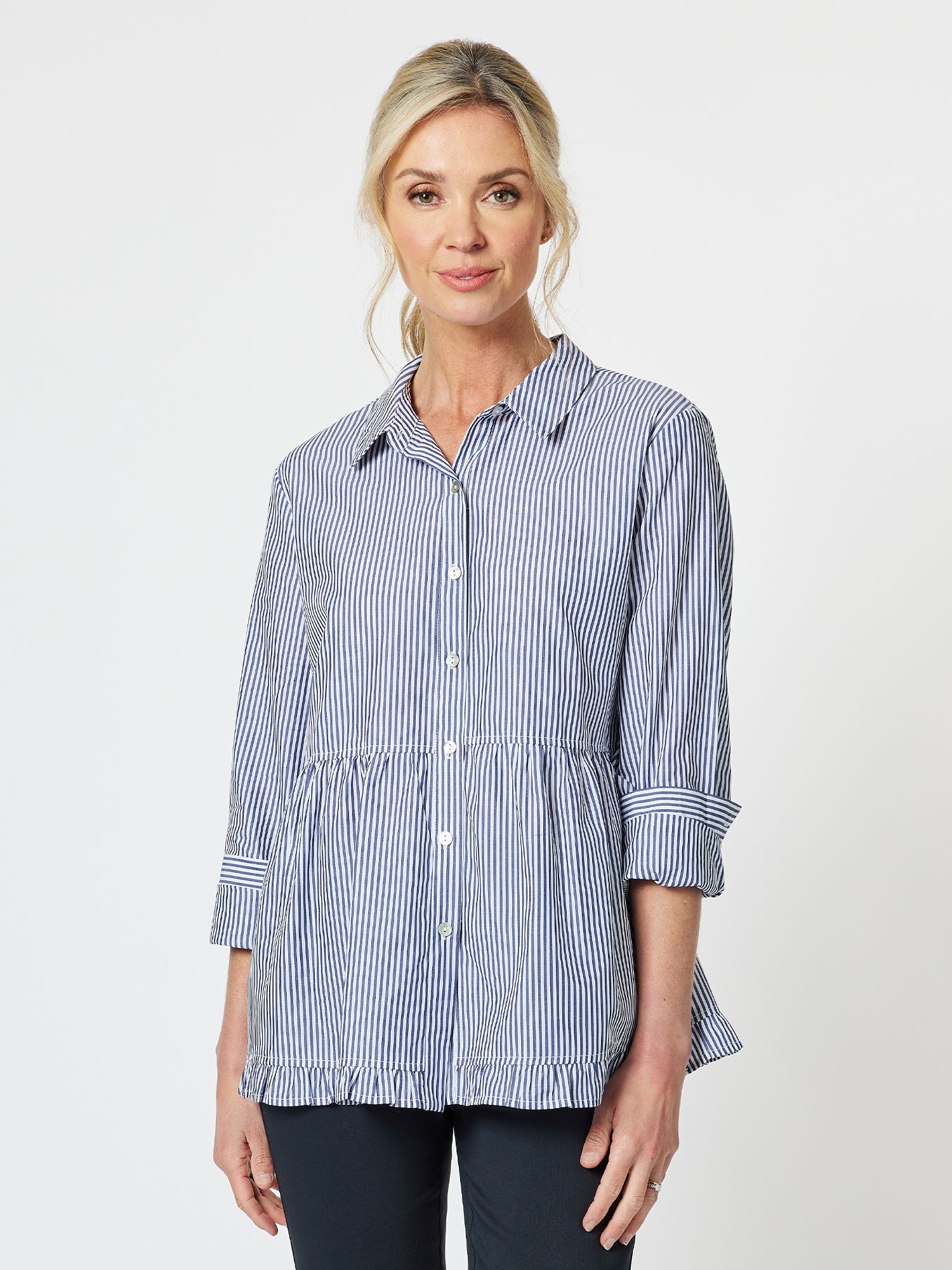 Stripe Cotton Tunic Shirt