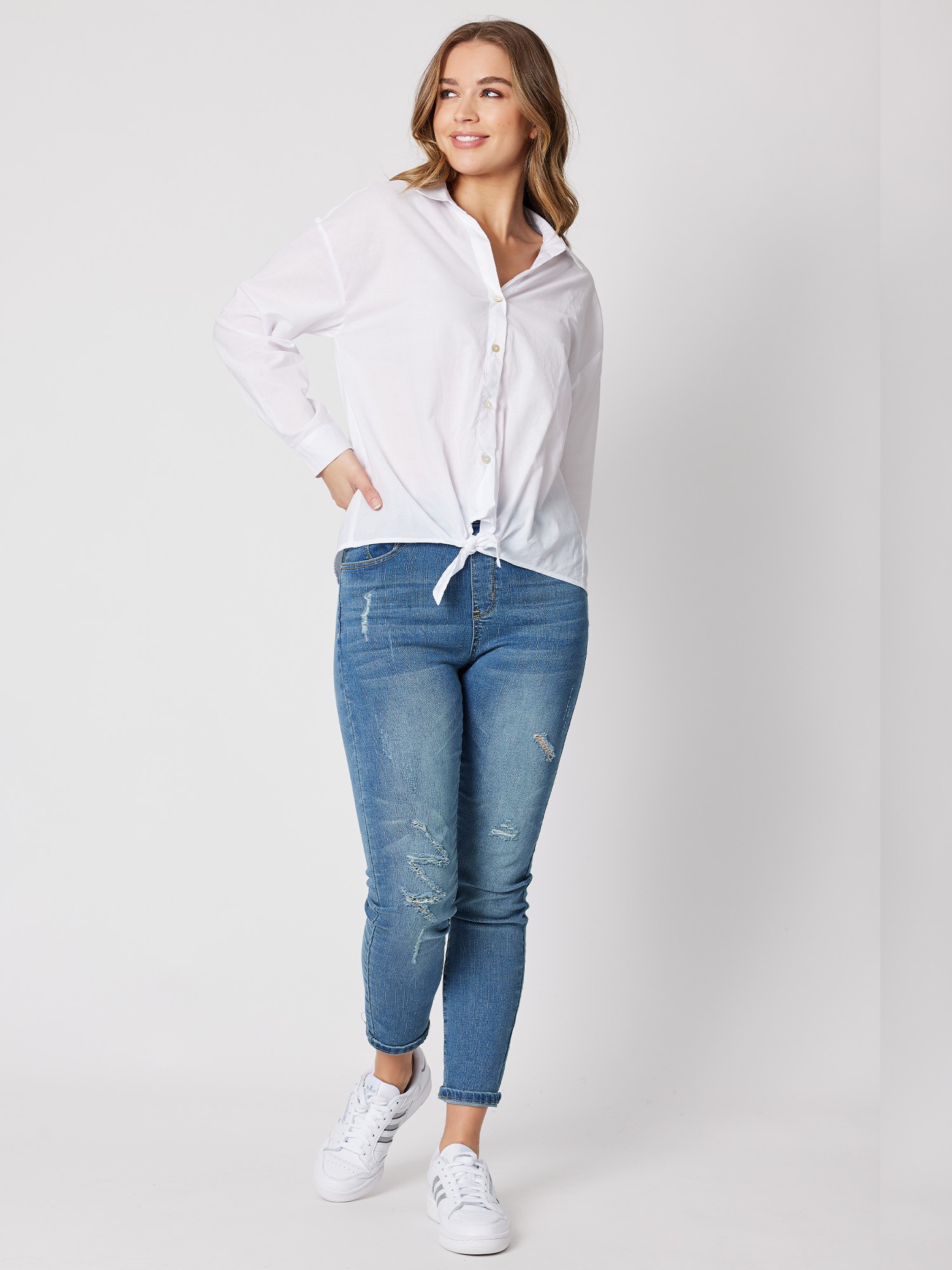 Tie Front Poplin Shirt