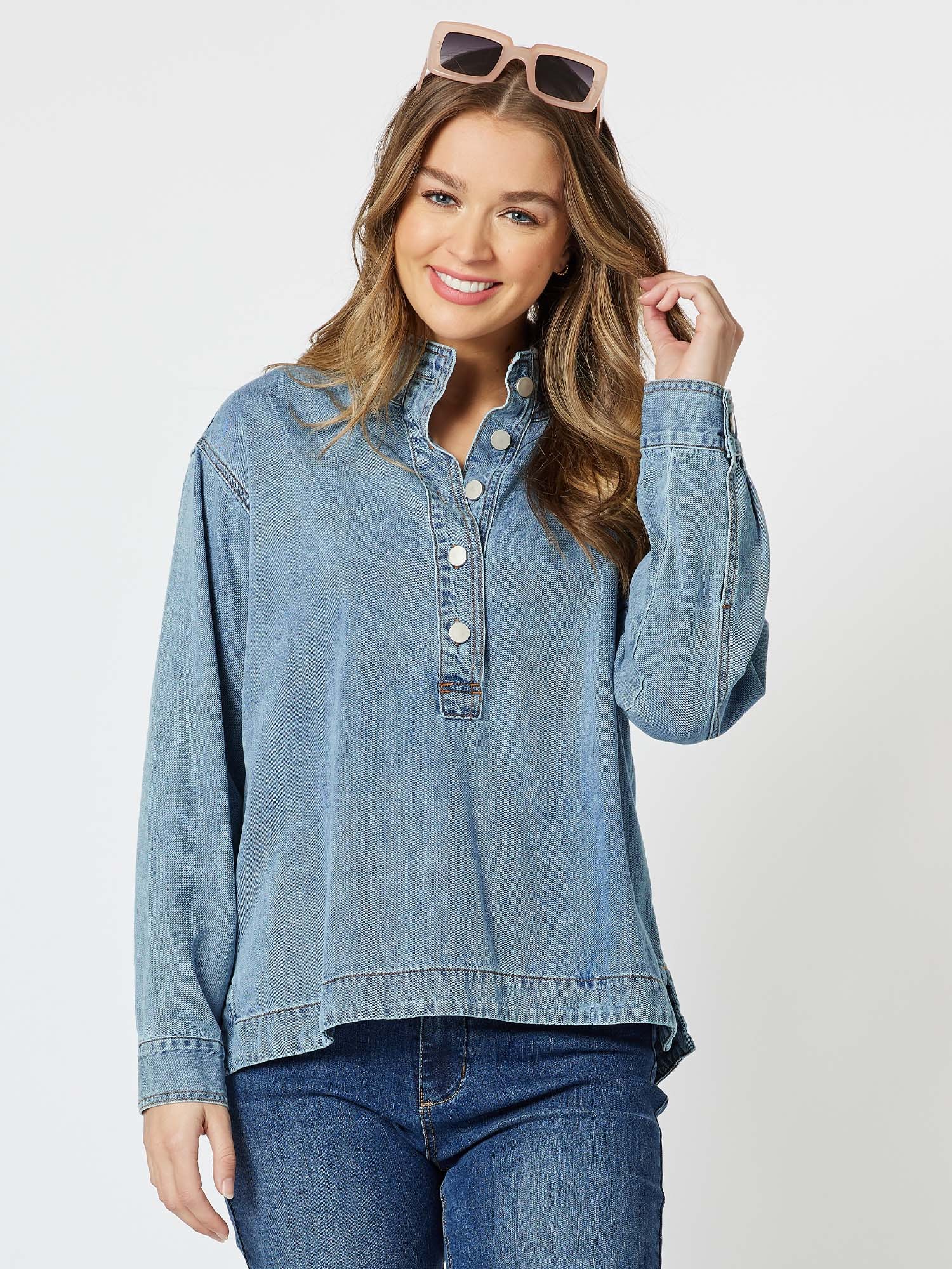 Button Detail Denim Shirt