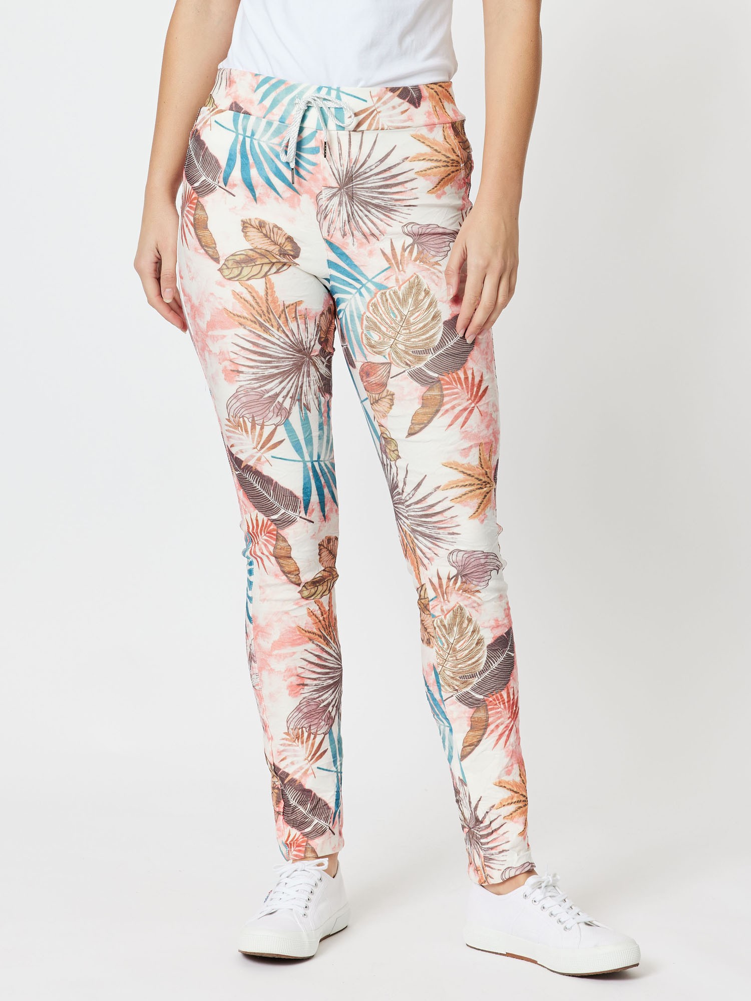 Leaf Print Crushed Stretch Jean