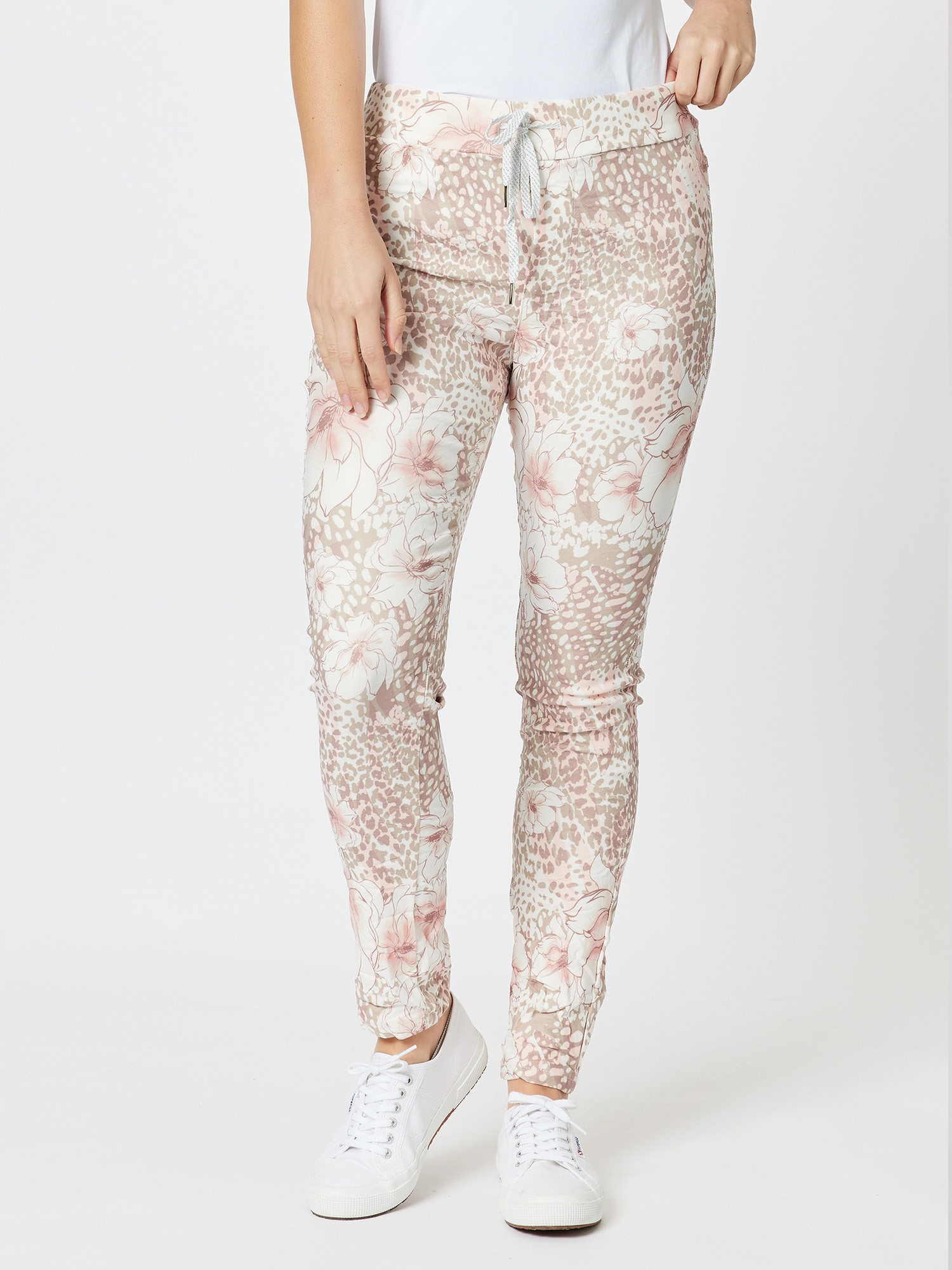 Crushed Flower Print Stretch Jean