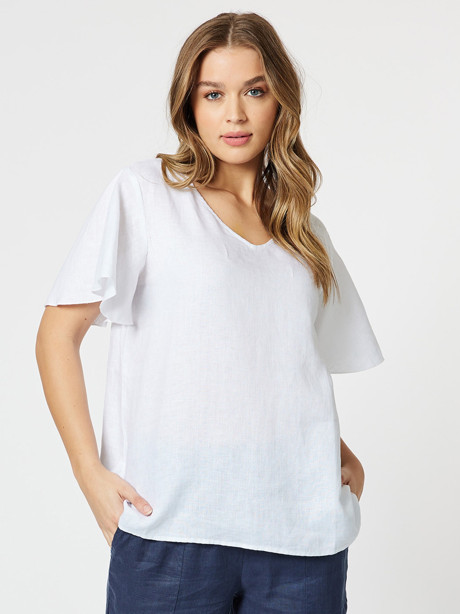 Flute Sleeve Linen Top