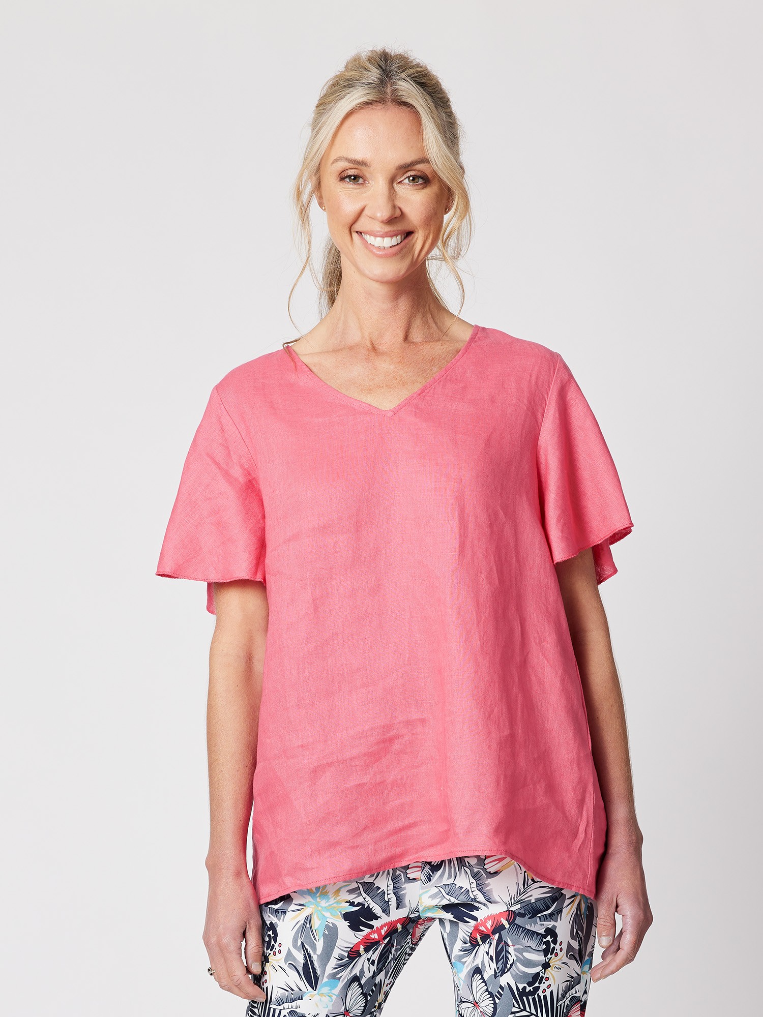 Flute Sleeve Linen Top