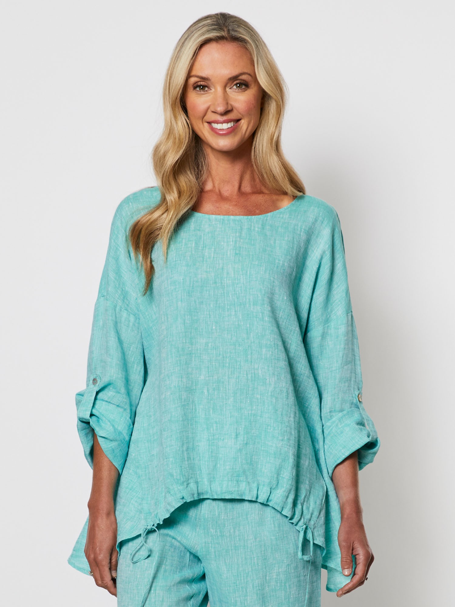 Drawstring Hem Linen Top