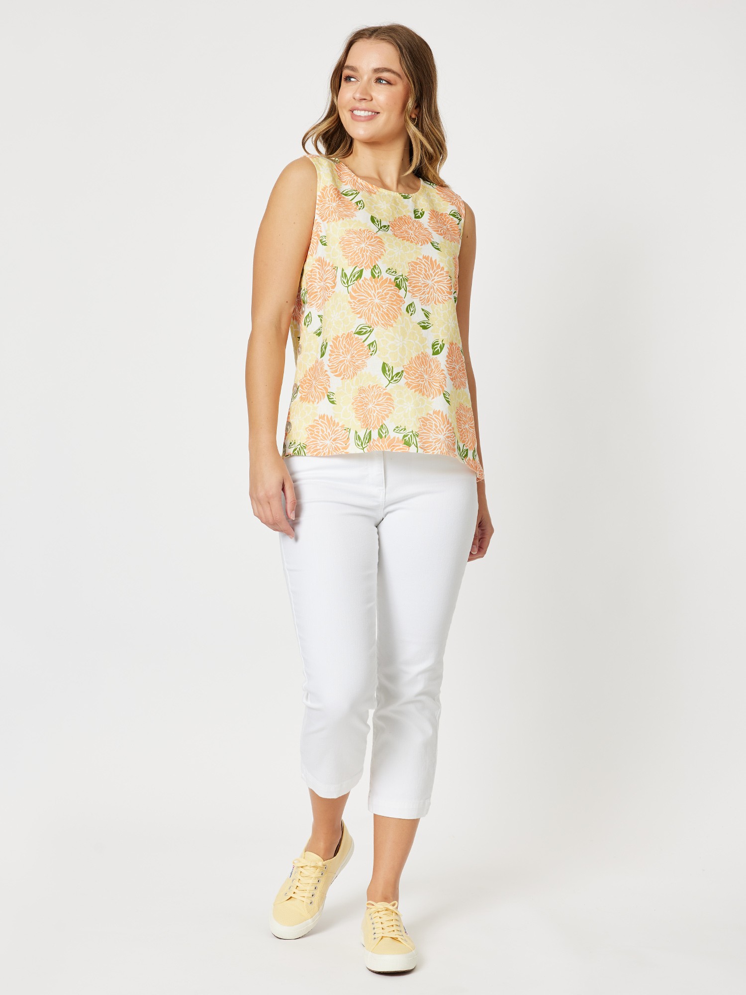 Citrus Print Linen Cami Top