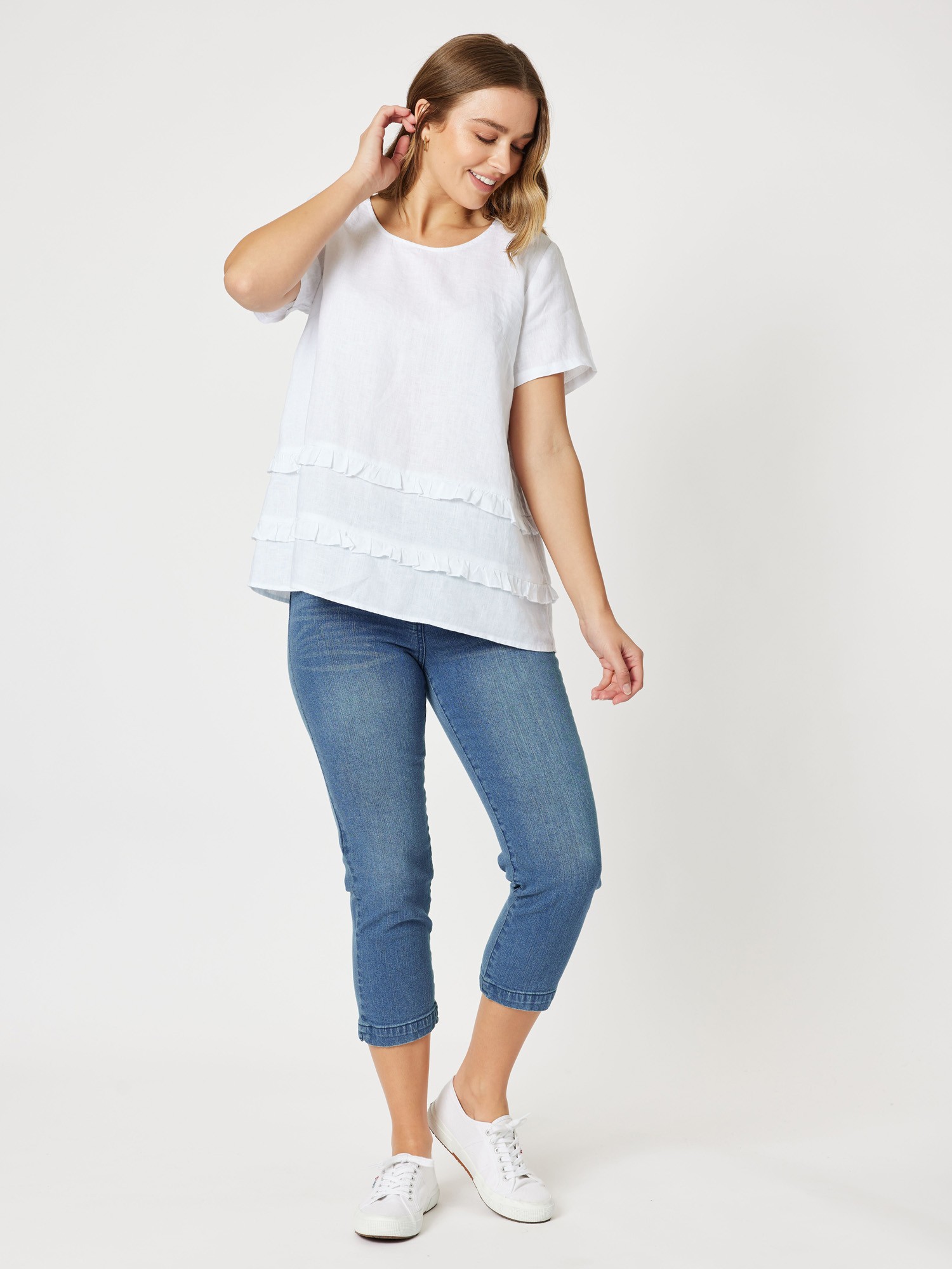 Double Frill Linen Top