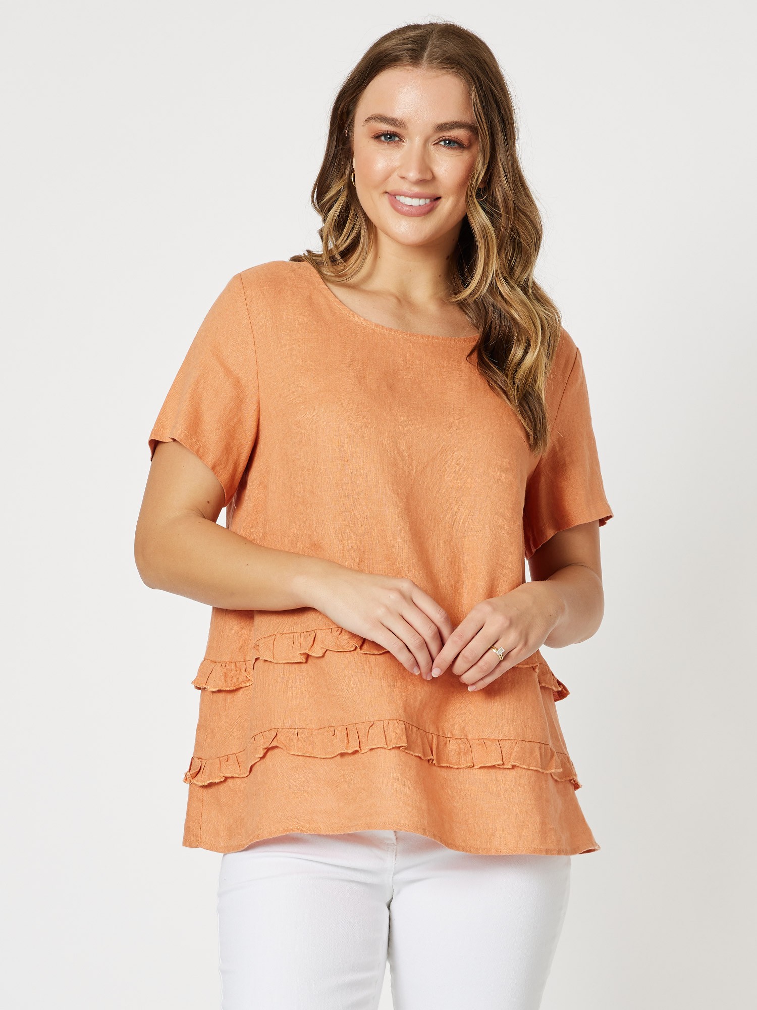 Double Frill Linen Top