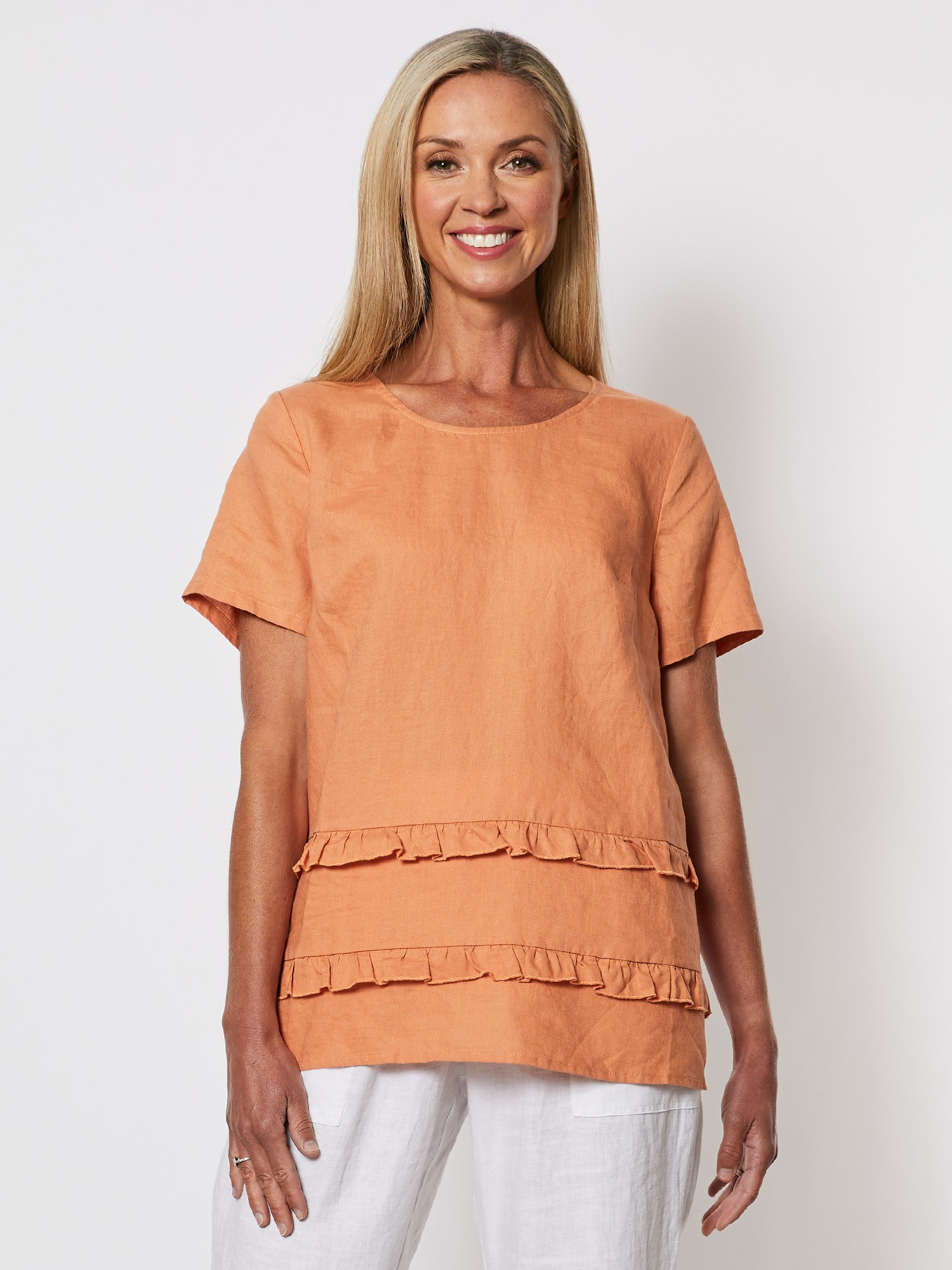 Double Frill Linen Top