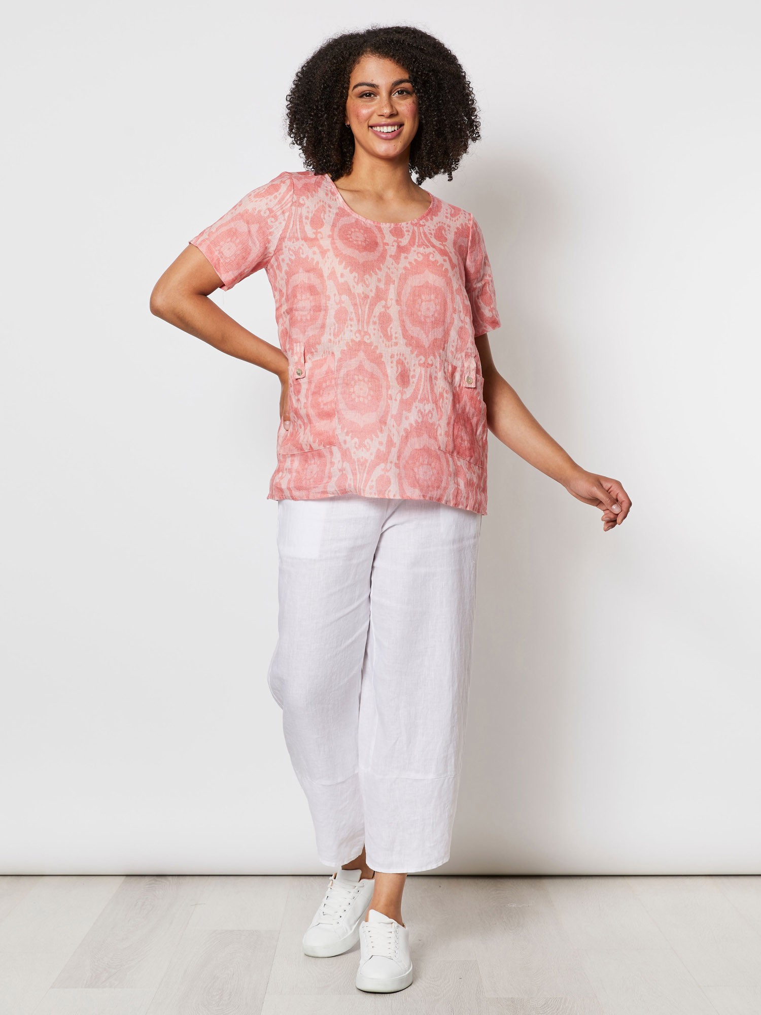 Tile Print Linen Top