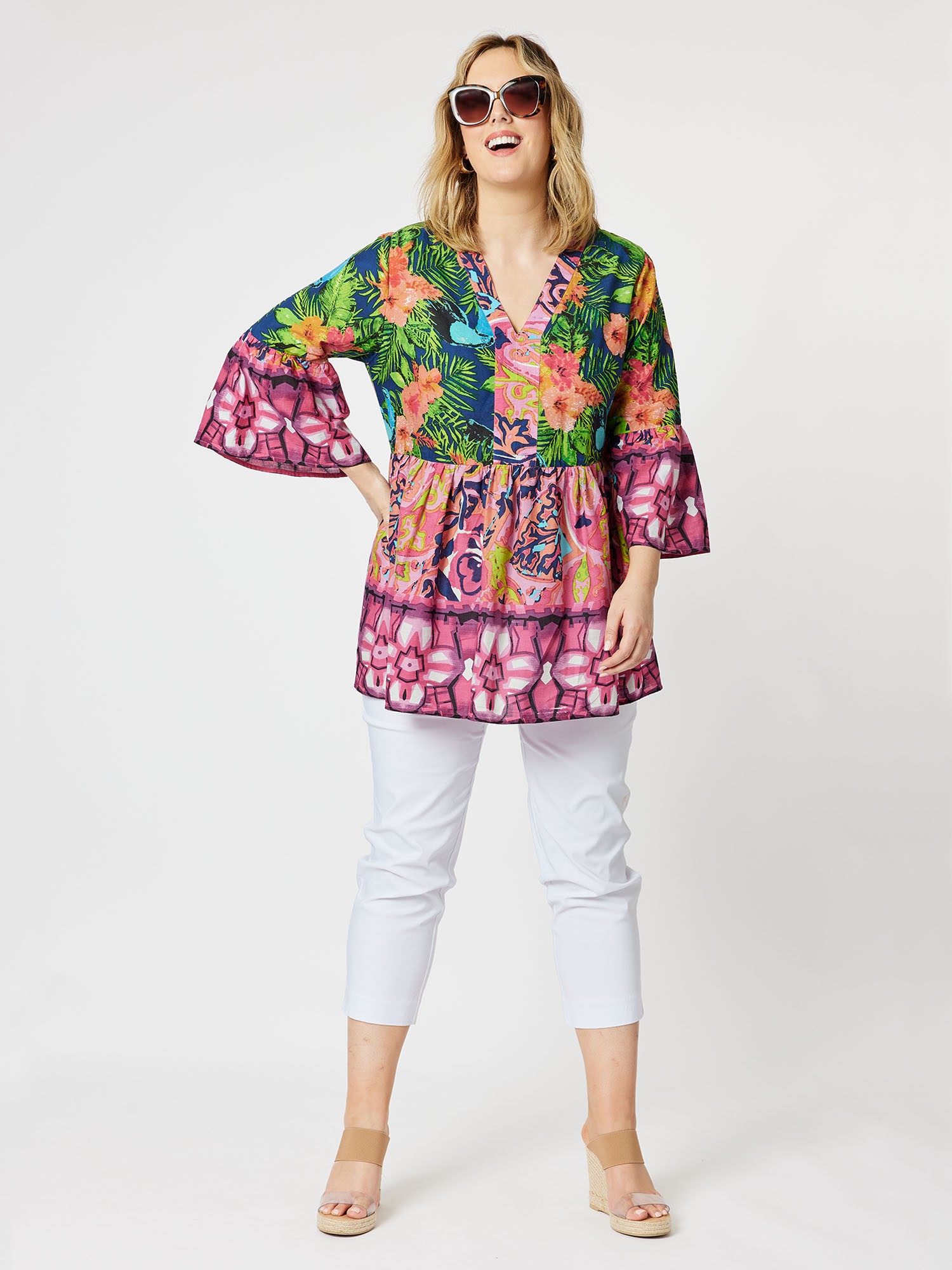 Tropical Print Cotton Top