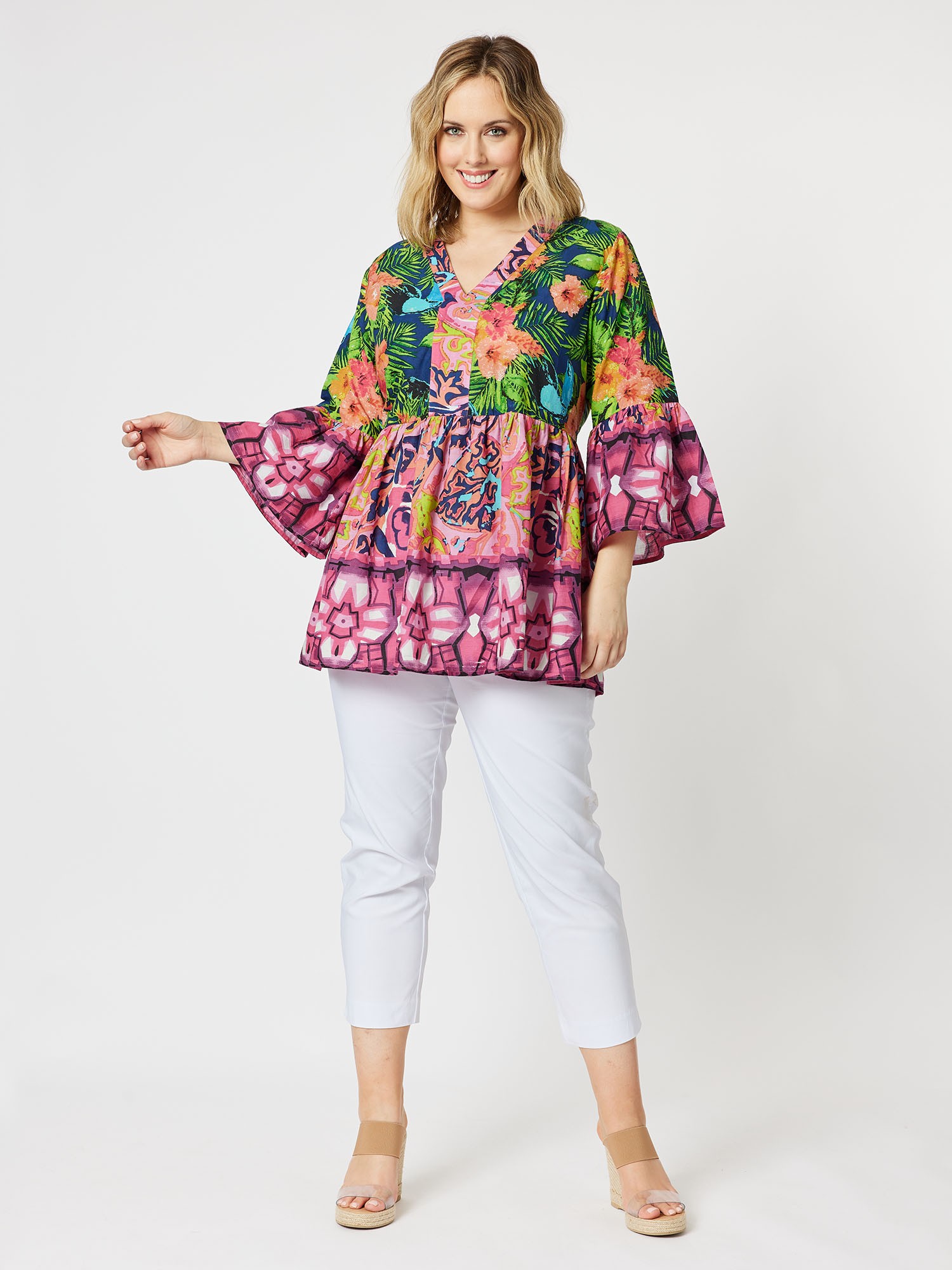 Tropical Print Cotton Top