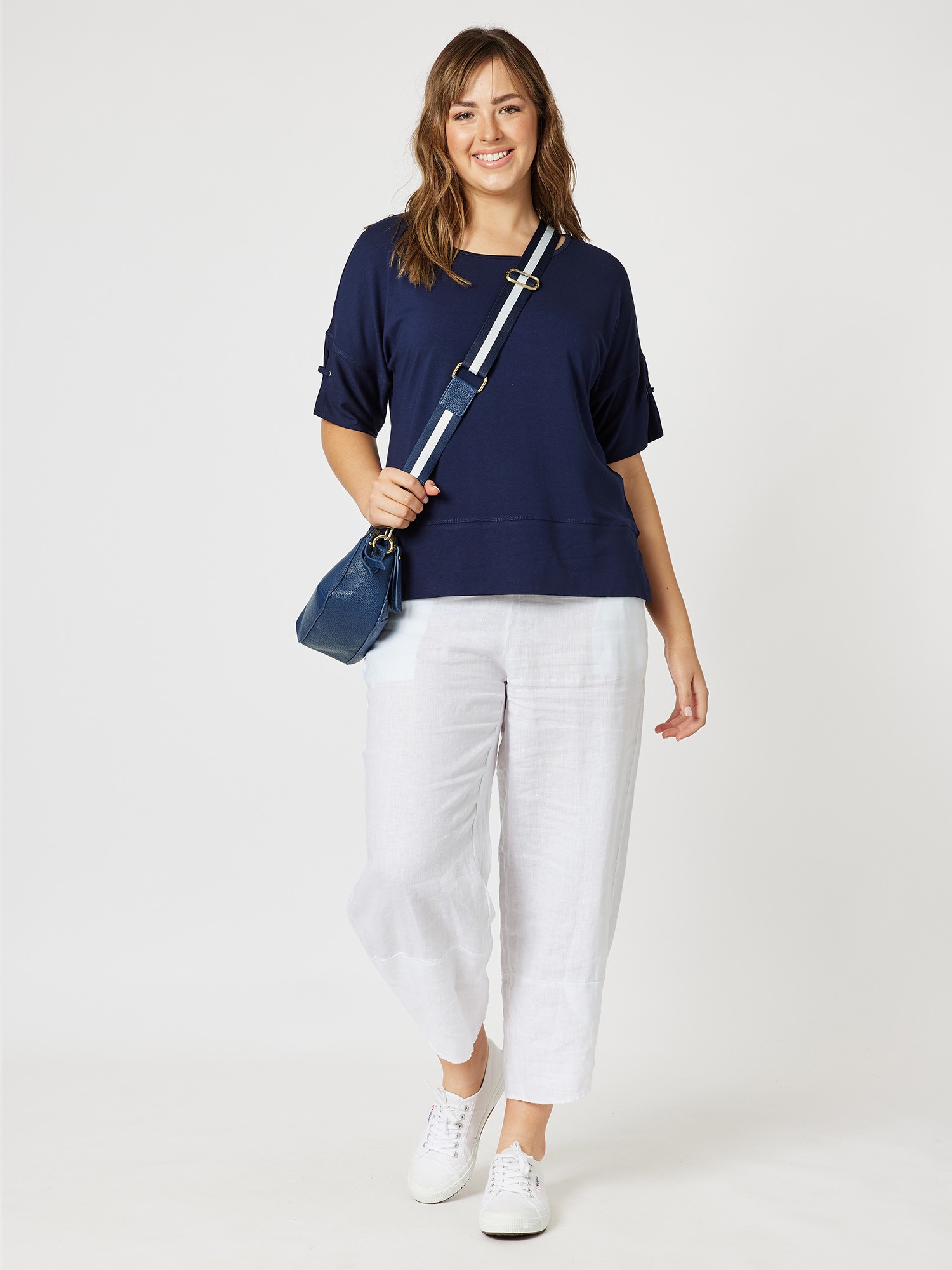 Shirred Waist Linen Blend Pant