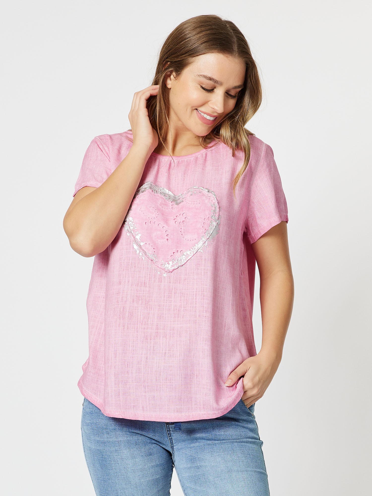 Broderie Lace Heart Front Tee