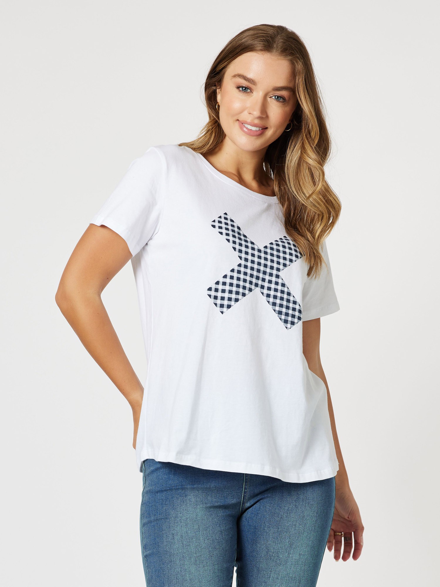 Cross Check Cotton Tshirt