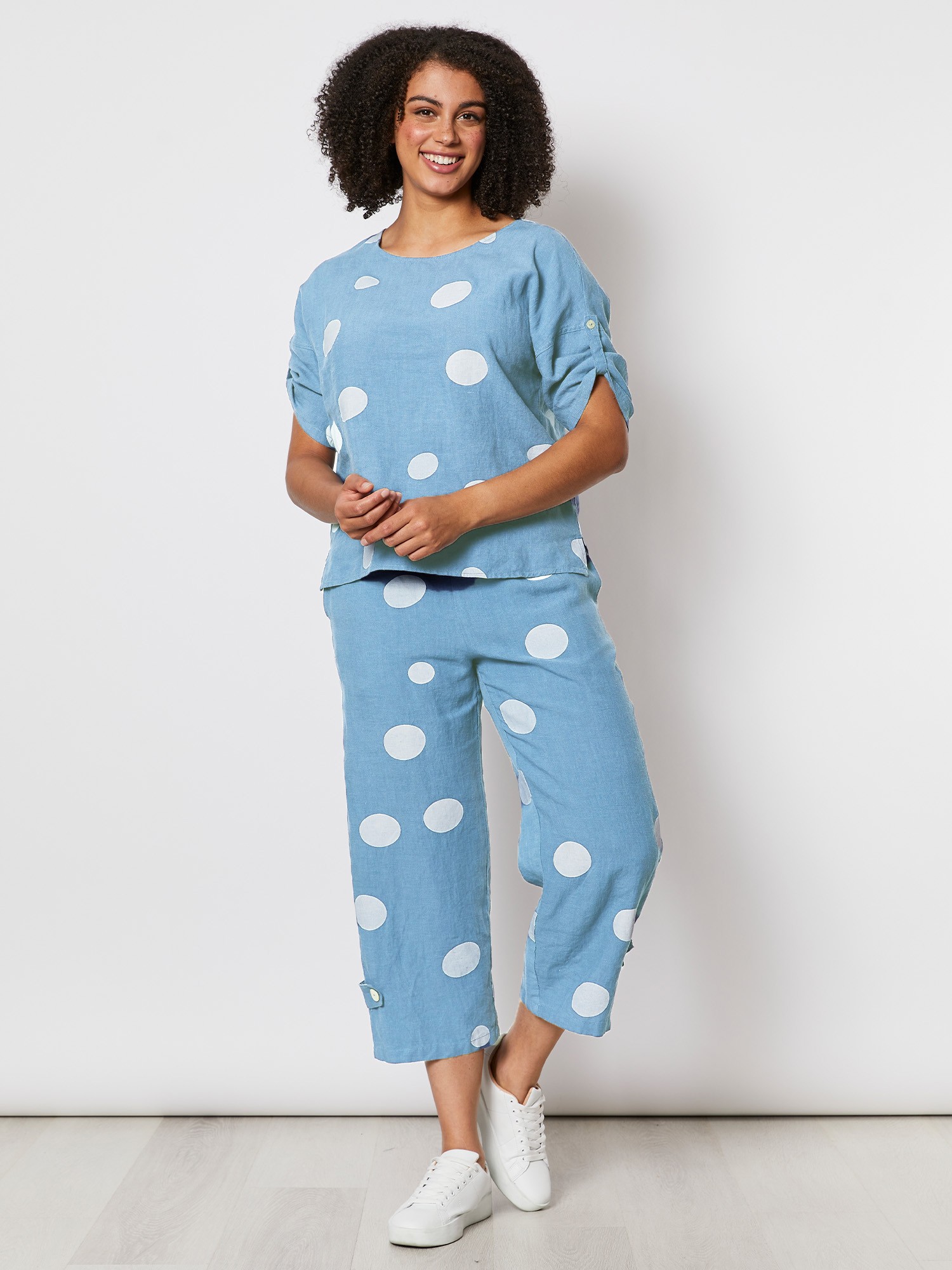 Spot Linen Cropped Pant