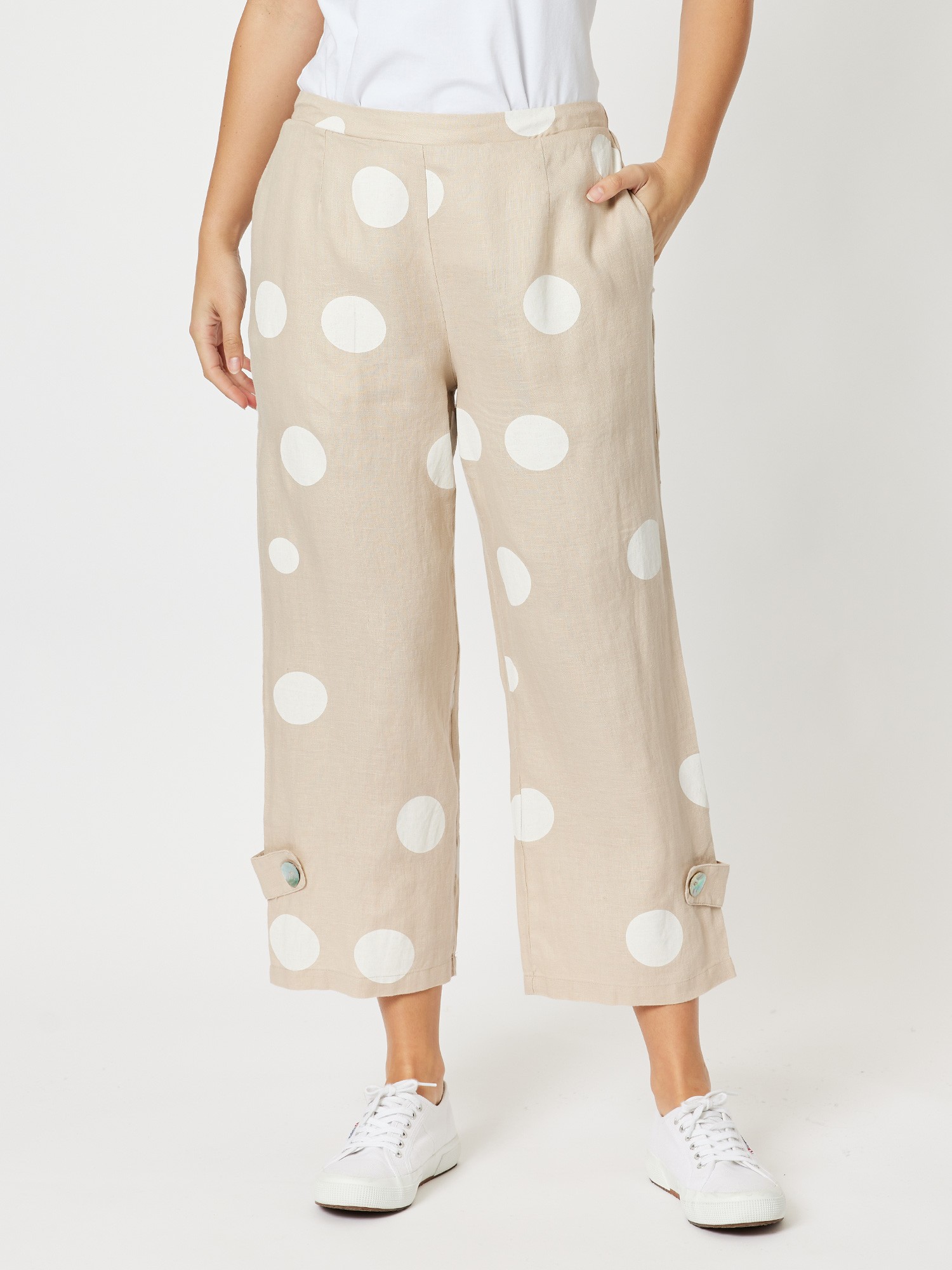 Spot Linen Cropped Pant