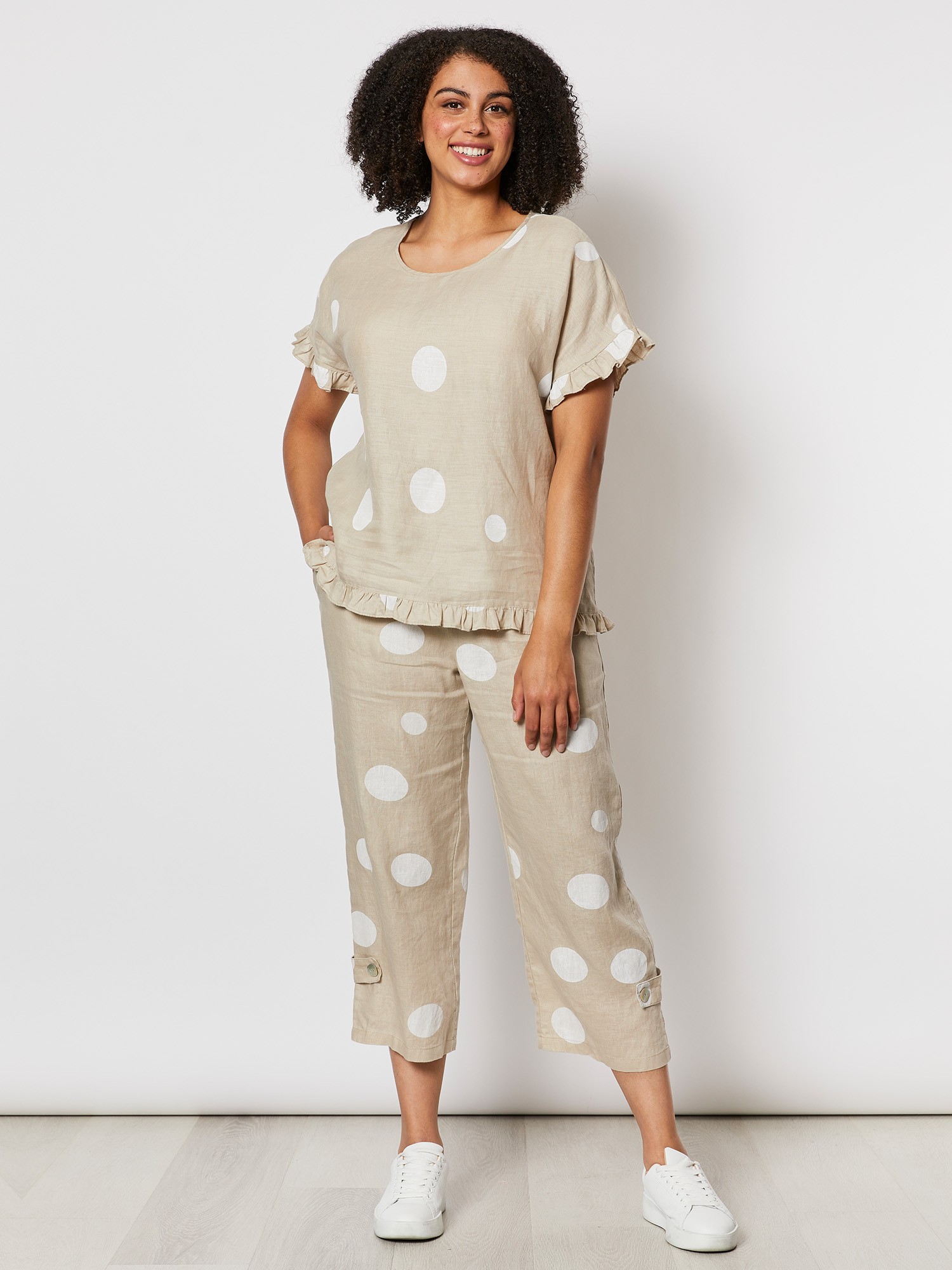 Spot Linen Cropped Pant