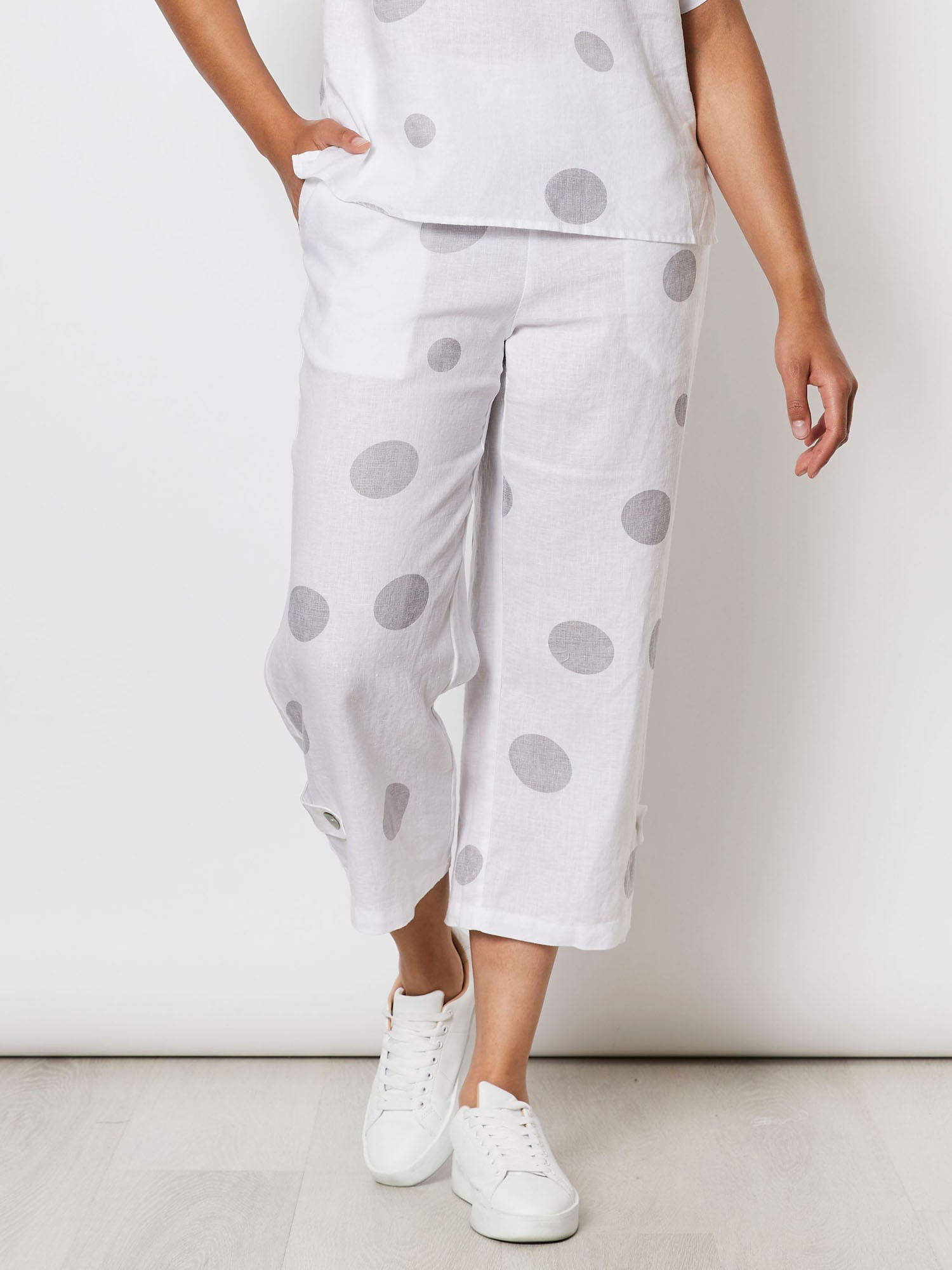 Spot Linen Cropped Pant