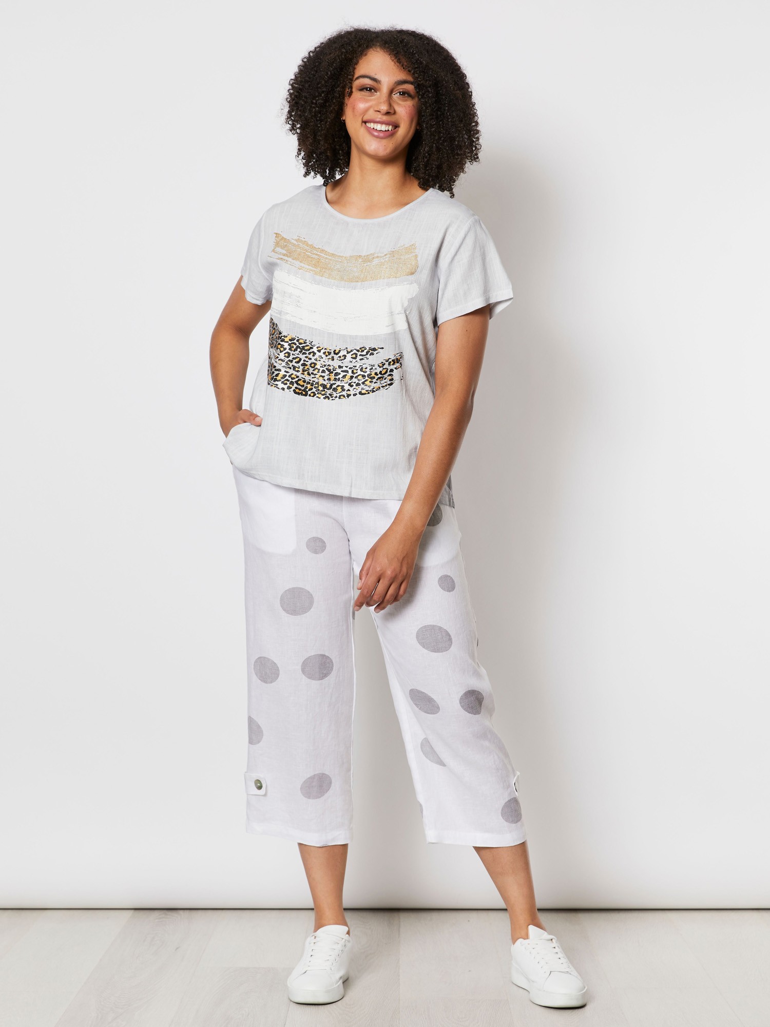 Spot Linen Cropped Pant