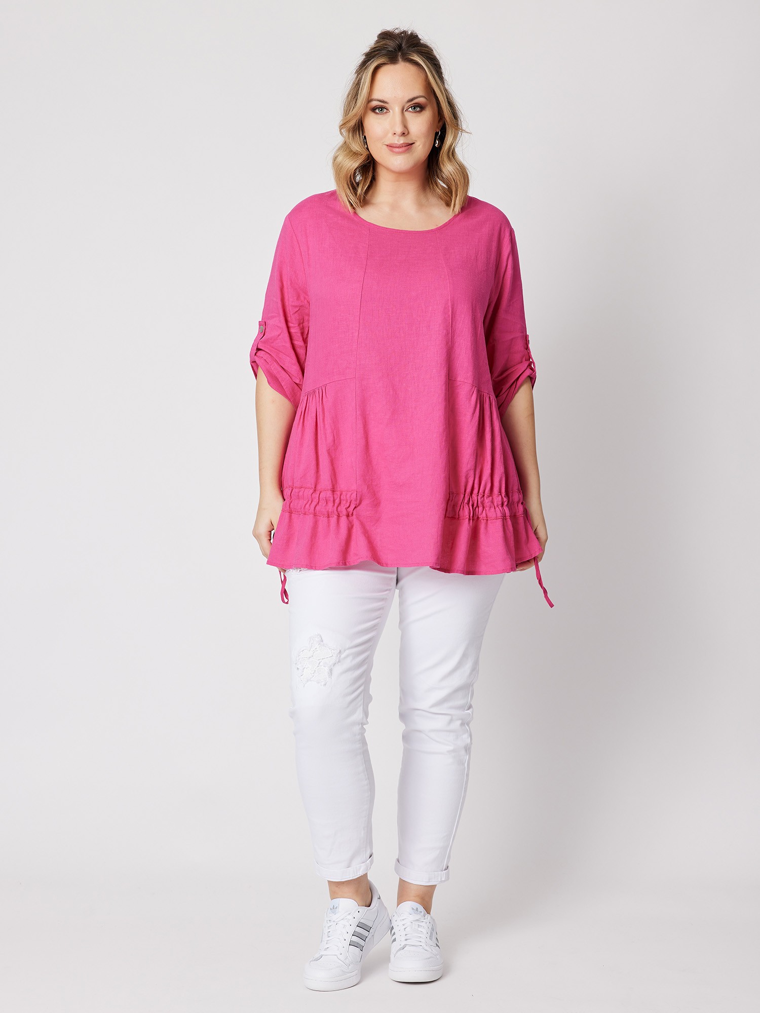 Drawstring Detail Linen Blend Tunic