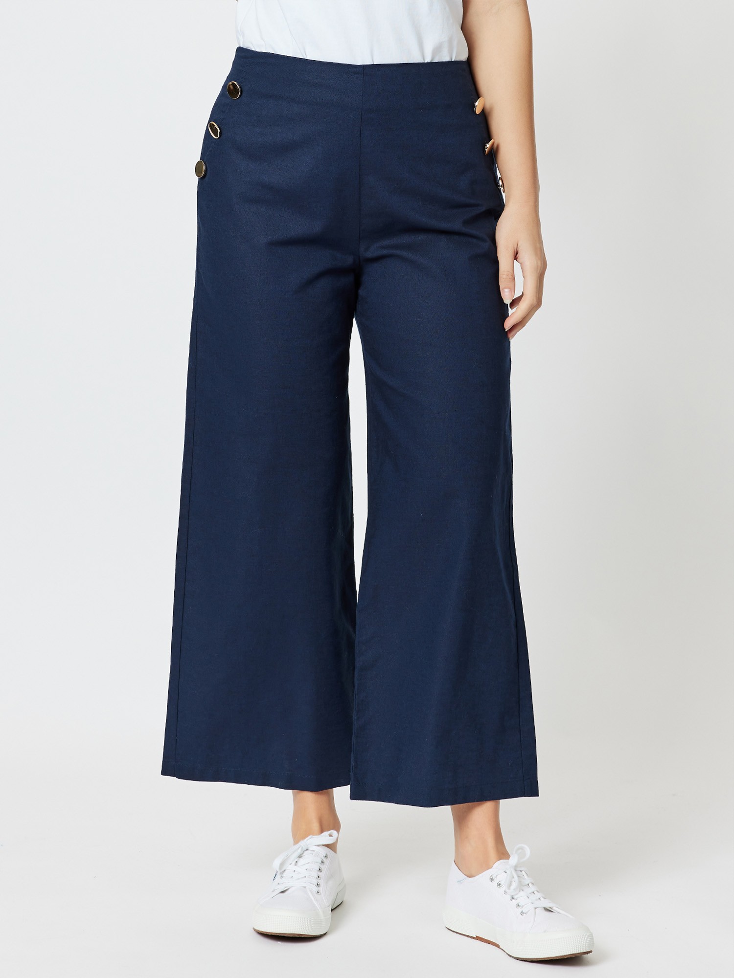 Wide Leg Linen Blend Pant