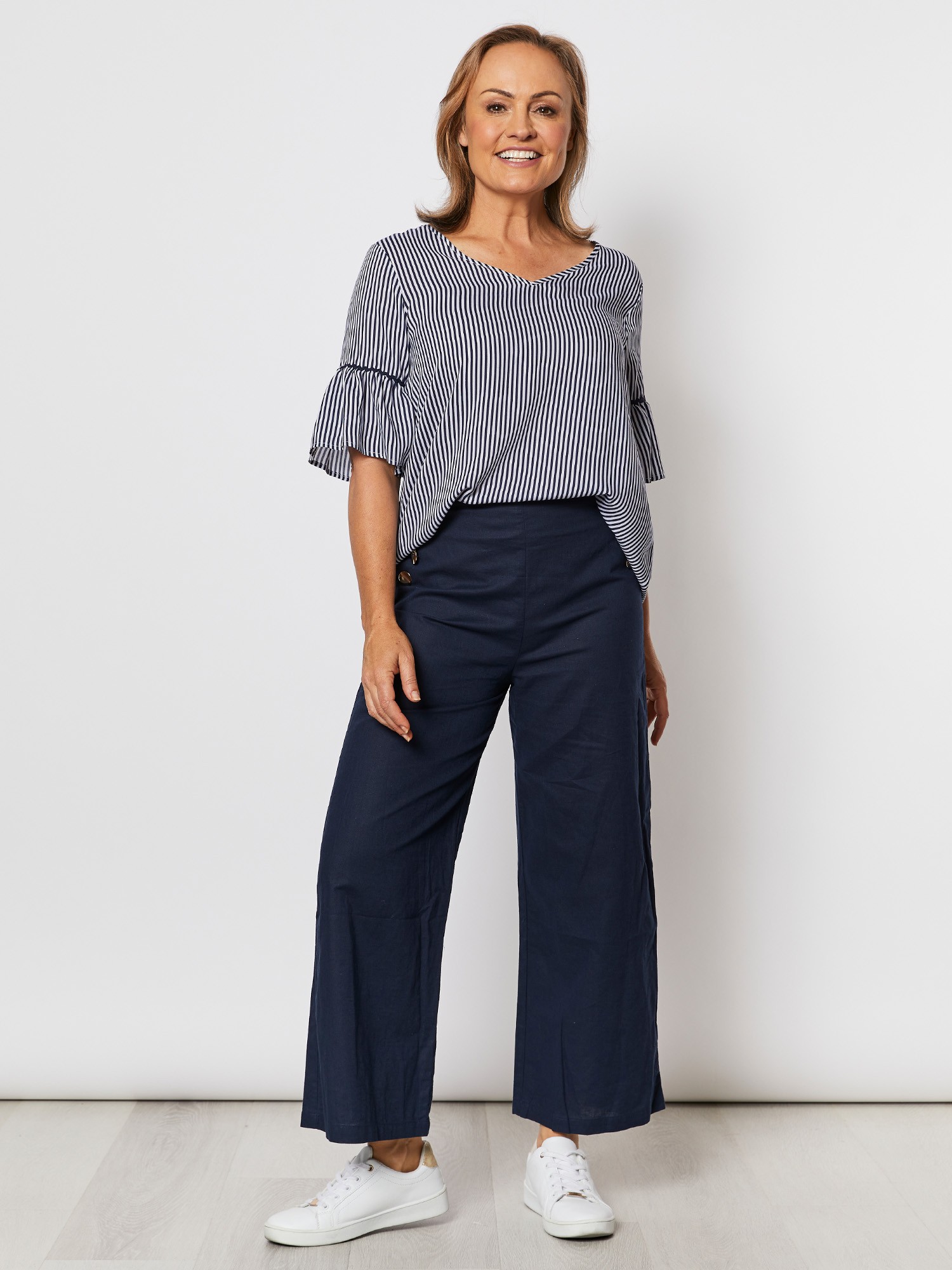 Wide Leg Linen Blend Pant