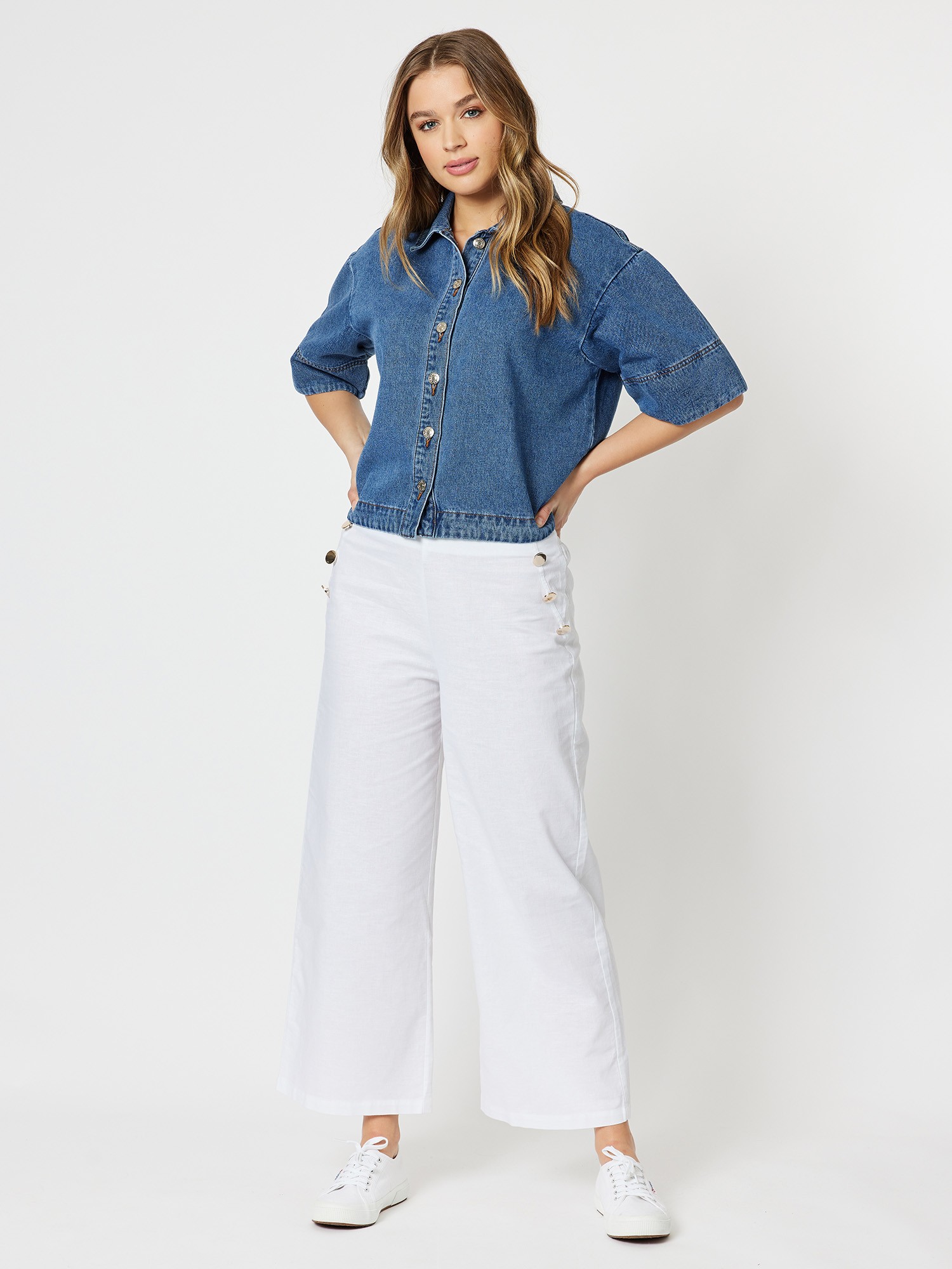 Wide Leg Linen Blend Pant